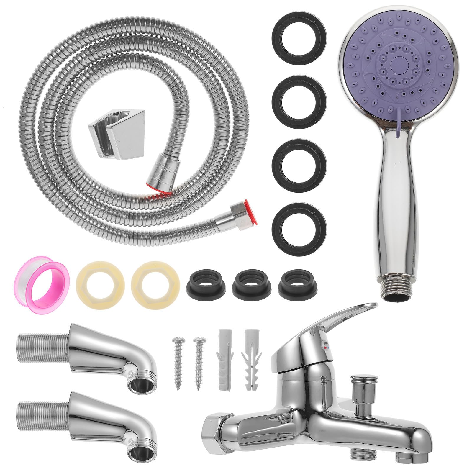 Alipis Conjunto de Grifo para Bañera y Ducha con Cabezal de Ducha de Mano, Manguera Flexible y Accesorios de Acero Inoxidable para Instalación y Duradera Color Aleatorio
