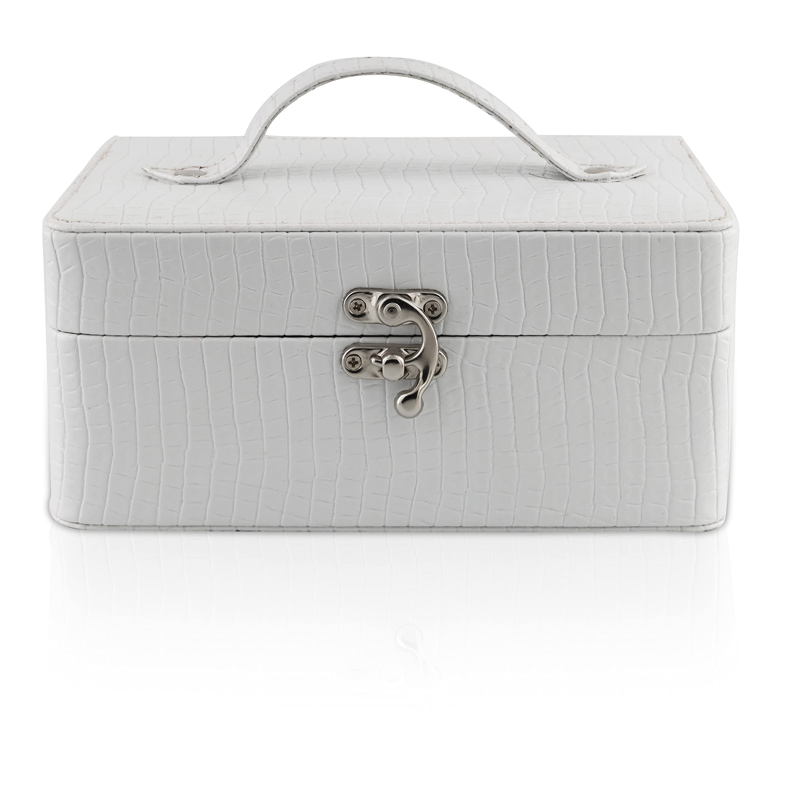 FADAK Professional Cosmetic Makeup Kit Storage Organizer Travel Toiletry Vanity Box Cosmetic Bag, Make up box for Home & Travel,Vanity Box (White)