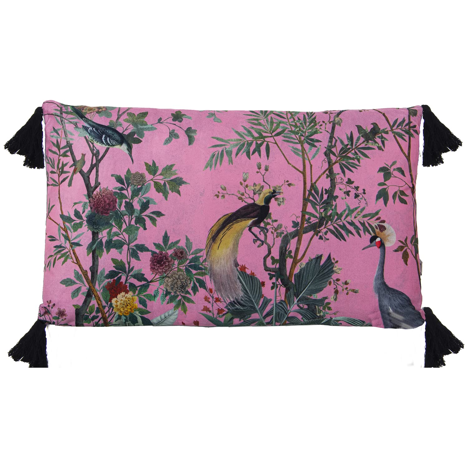 Coussin rectangulaire oiseaux en velours pour sublimer l'ambiance cocooning du salon