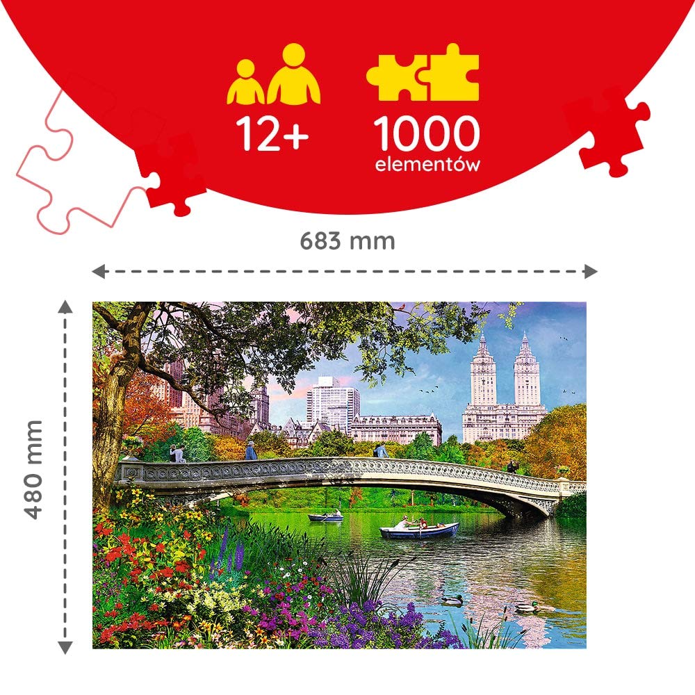 Trefl - Central Park, New York - 1000 Elementów, Widok na Nowy Jork, Manhattan, Zielony Park, Układanka DIY, Kreatywna Rozrywka, Prezent, Zabawa, Puzzle Klasyczne dla Dorosłych i Dzieci od 12 Lat