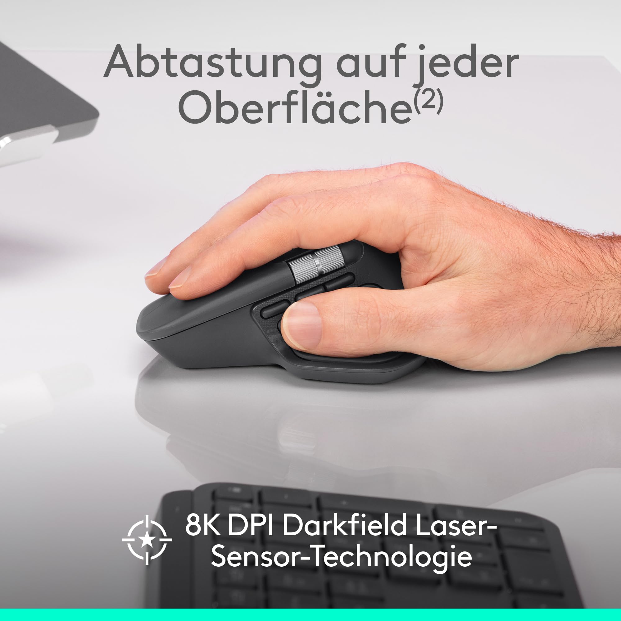 Logitech MX Master 4 for Business, kabellose Maus mit leisen Klicks, 8K DPI, MagSpeed-Scrollrad, Logi Bolt Empfänger, Bluetooth, Actions Ring, Haptik, Aufladen über USB-C – Grafit