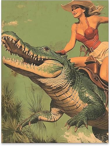 Haitunone Arte de pared vintage del suroeste del oeste, divertidos pósteres de animales únicos y divertidos, impresiones en lienzo para decoración