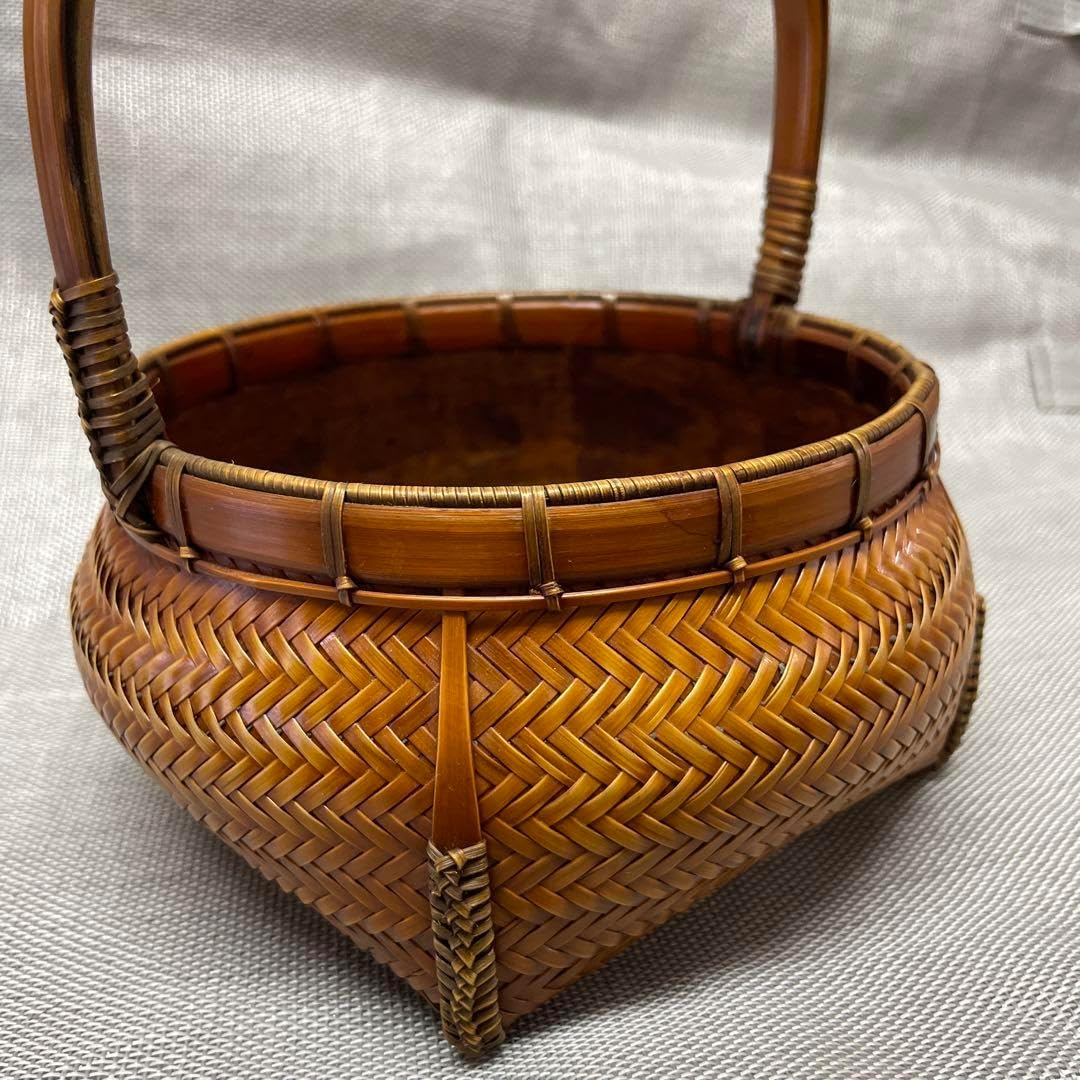 未使用　網代編み　炭斗　比呂行作　竹細工　伝統工芸品　茶道　茶道具 網代編み 炭斗 比呂行作 竹細工 伝統工芸品 茶道 茶道具 未使用 網代