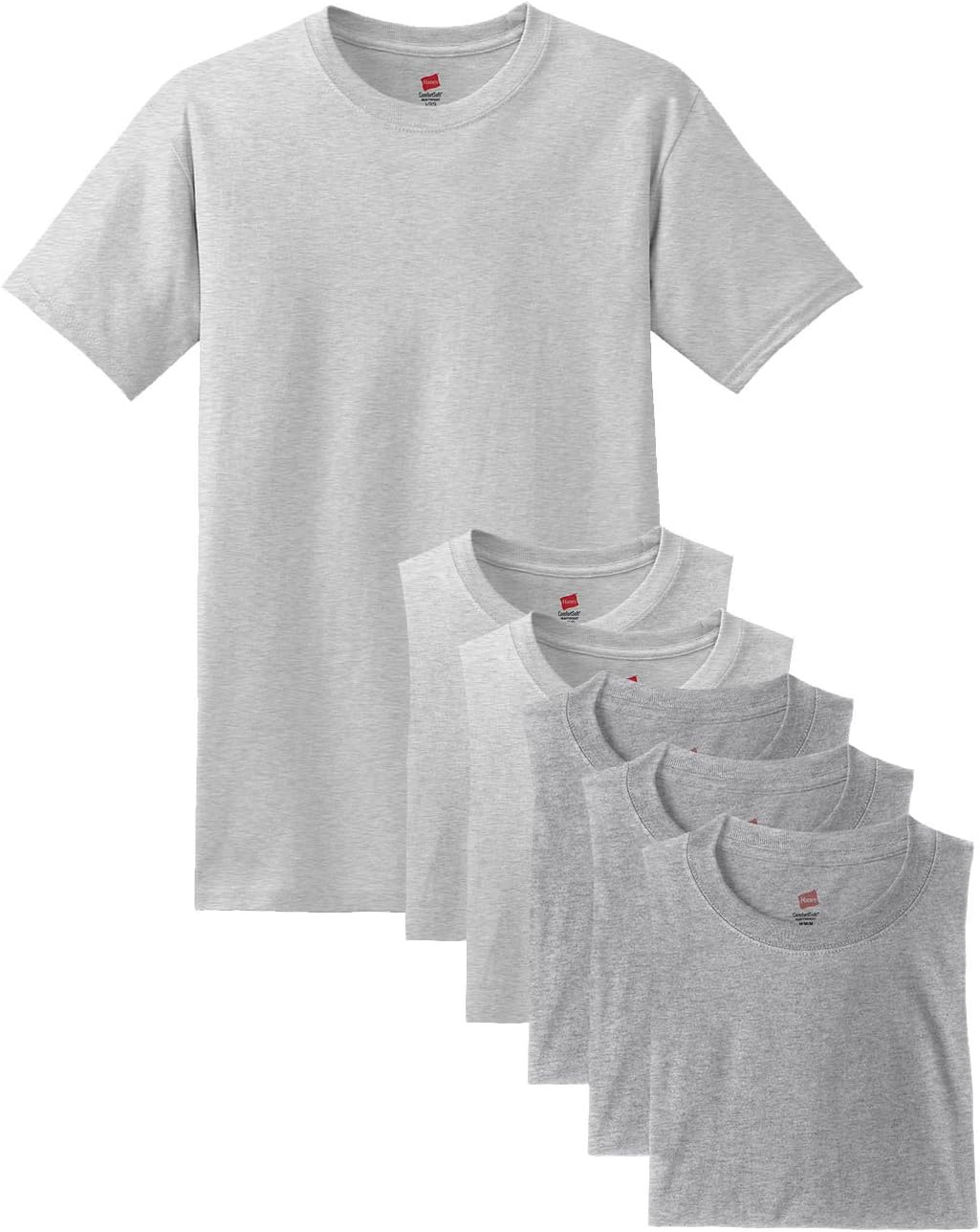 Hanes Men's Classics 6 Pack Crew Neck Tee - Ash/White - L