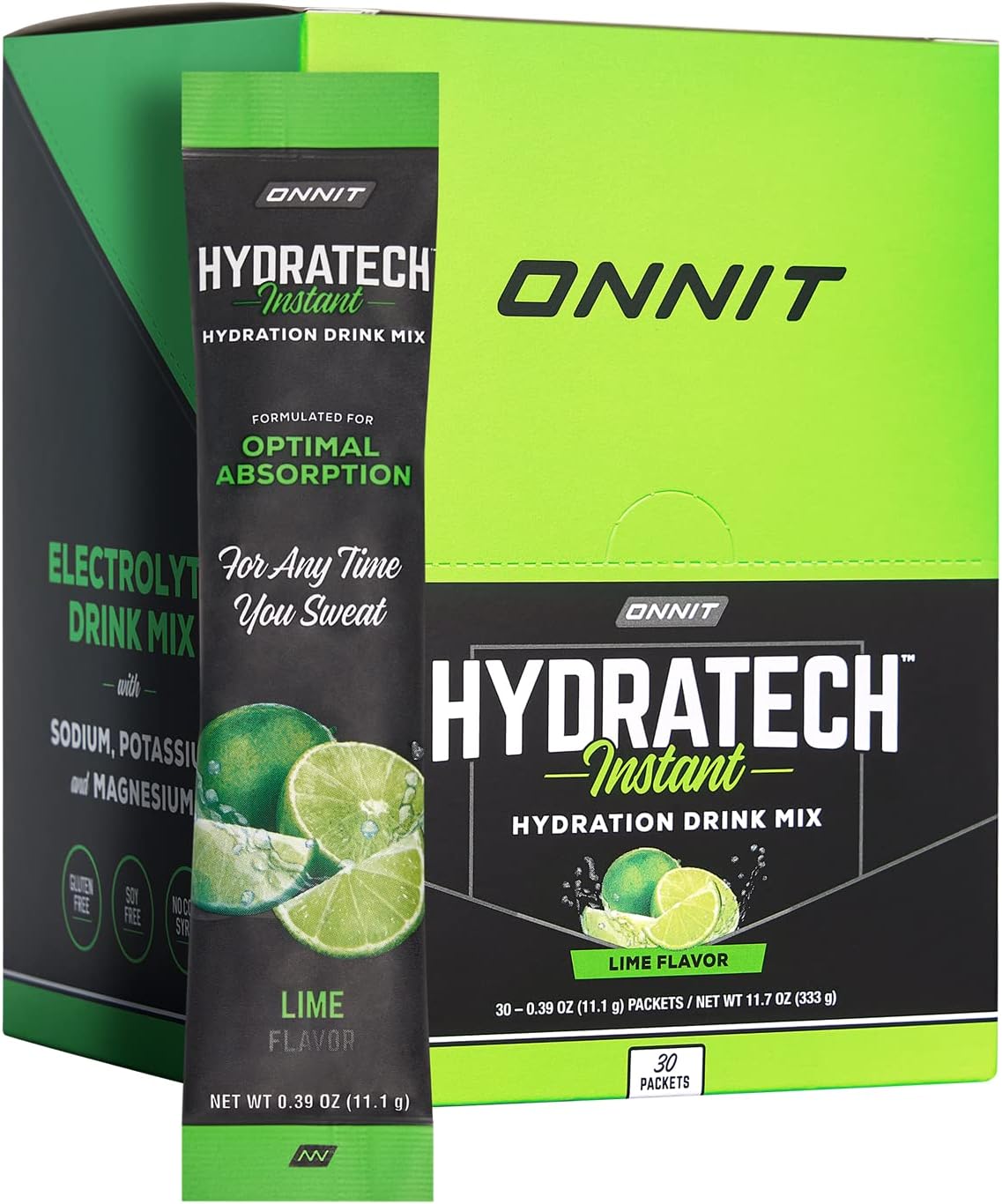 ONNIT HYDRATech™ Instant Electrolyte Replenishment Hydration Multiplier Drink Mix Powder - Fresh Lime (30ct)
