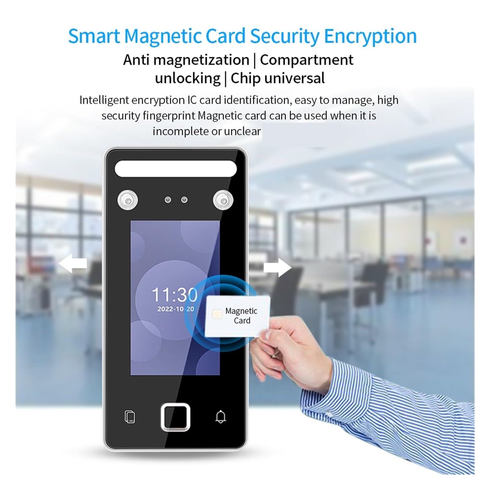 Zegary czasu pracowników, 4,3-calowy biometryczny system identyfikacji twarzy, kontrola dostępu, rejestrator czasu pracy, zegary dla pracowników, małe firmy(TCP IP with Card)