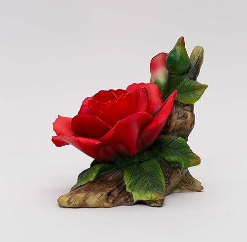 Miniatura 9 de Cosmos Gifts Figura de flor de rosa roja de porcelana fina, 5-3/4 pulgadas de largo