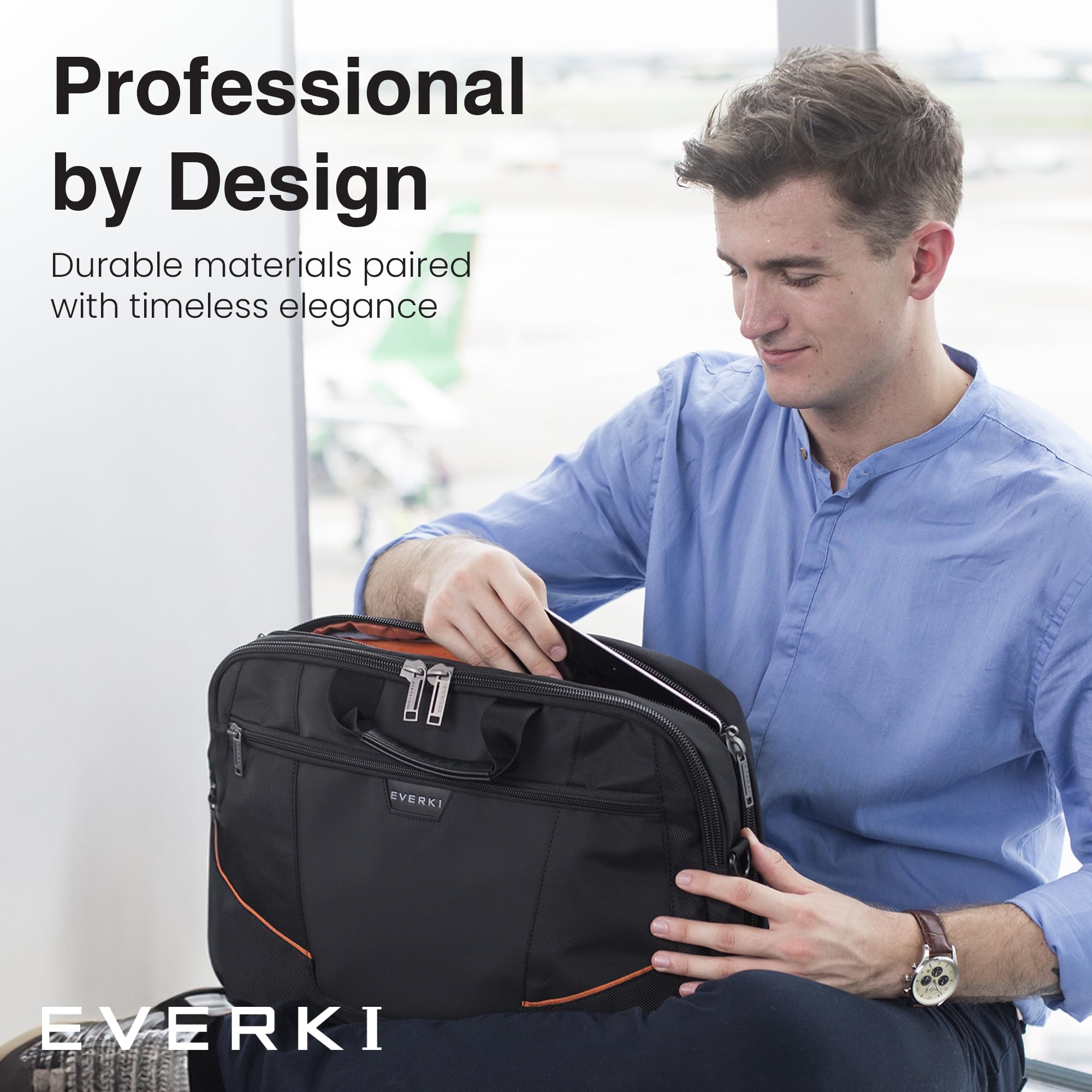 EVERKI Flight EKB419 - Borsa per Laptop da 16", Confort e Organizzazione, Design Pratico e Leggero, Ideale per Viaggi d'Affari