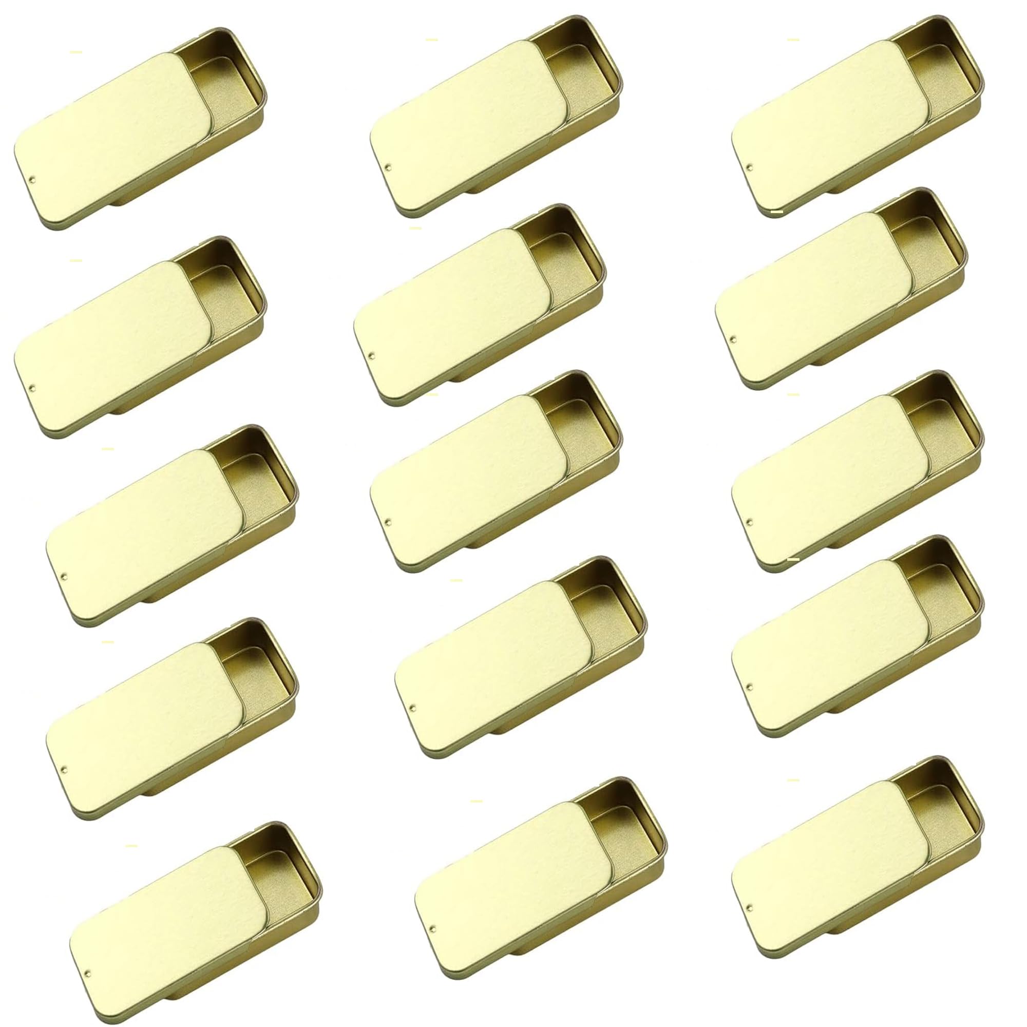 Hunky Dory 24pcs 10gram Gold Aluminium Small Slide Top Tin Lip Balm Rectangular Metal Tins Containers for Solid Perfume Lip Balm, Candies, Jewelry, Crafts Pills, Storage Kit, Cosmetic & Beauty-picture-35