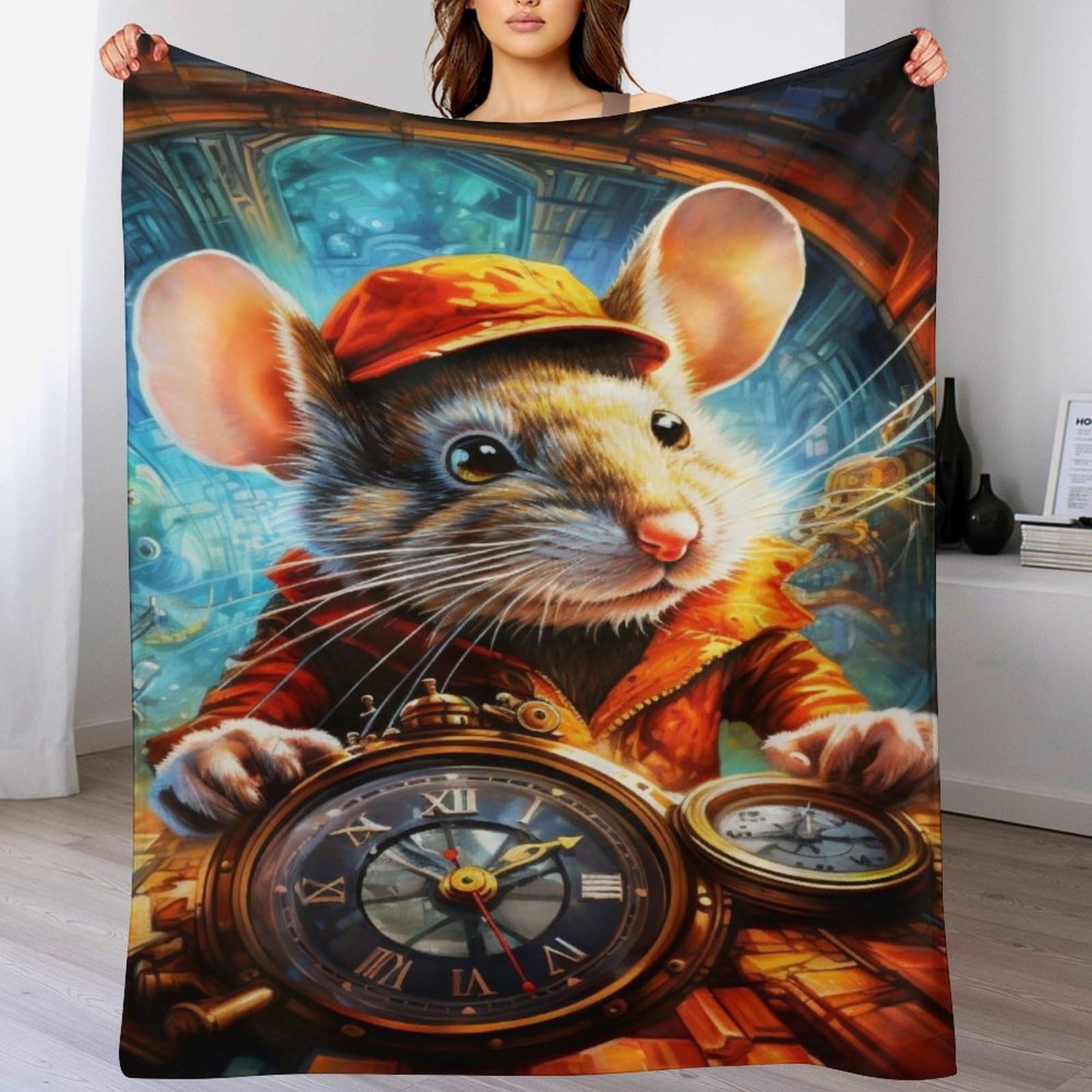 Plaid douillet couverture en souris 100% flanelle pour le lit