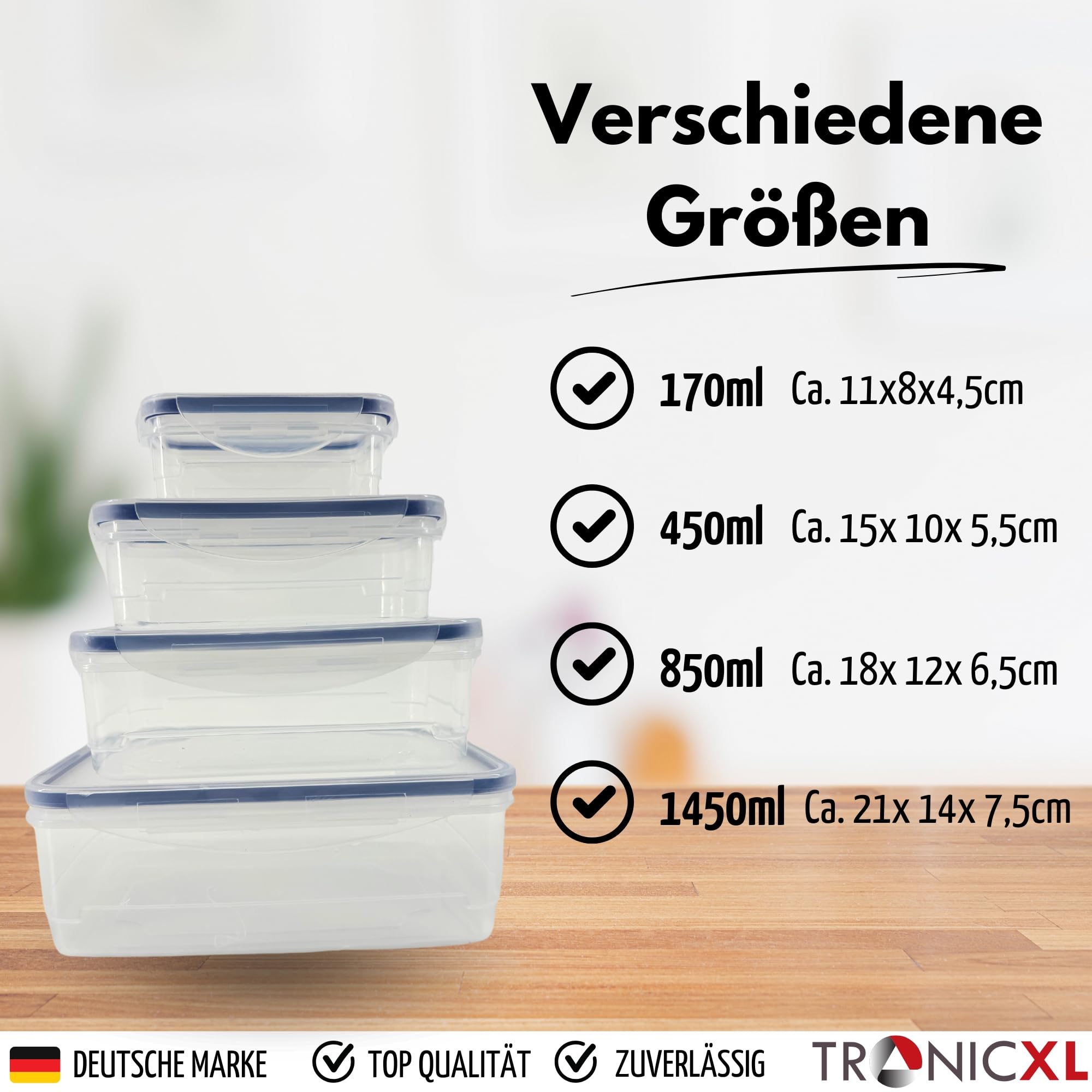 TronicXL 48 Teile Frischhaltedosen Set I 24 Dosen mit 24 Deckel Klick Frischhaltedose Klick System I Kunststoff Vorratsdosen spülmaschinenfest Gefrierdosen Gefrierbehälter BPA Frei