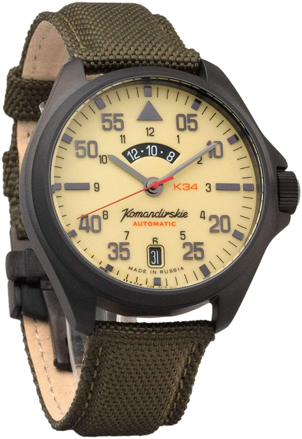 VostokOriginal Mens Watch Komandirskie 346790 Mechanical Self-Winding 24-Hour Indicator Luminous Dial Water Proof 100m