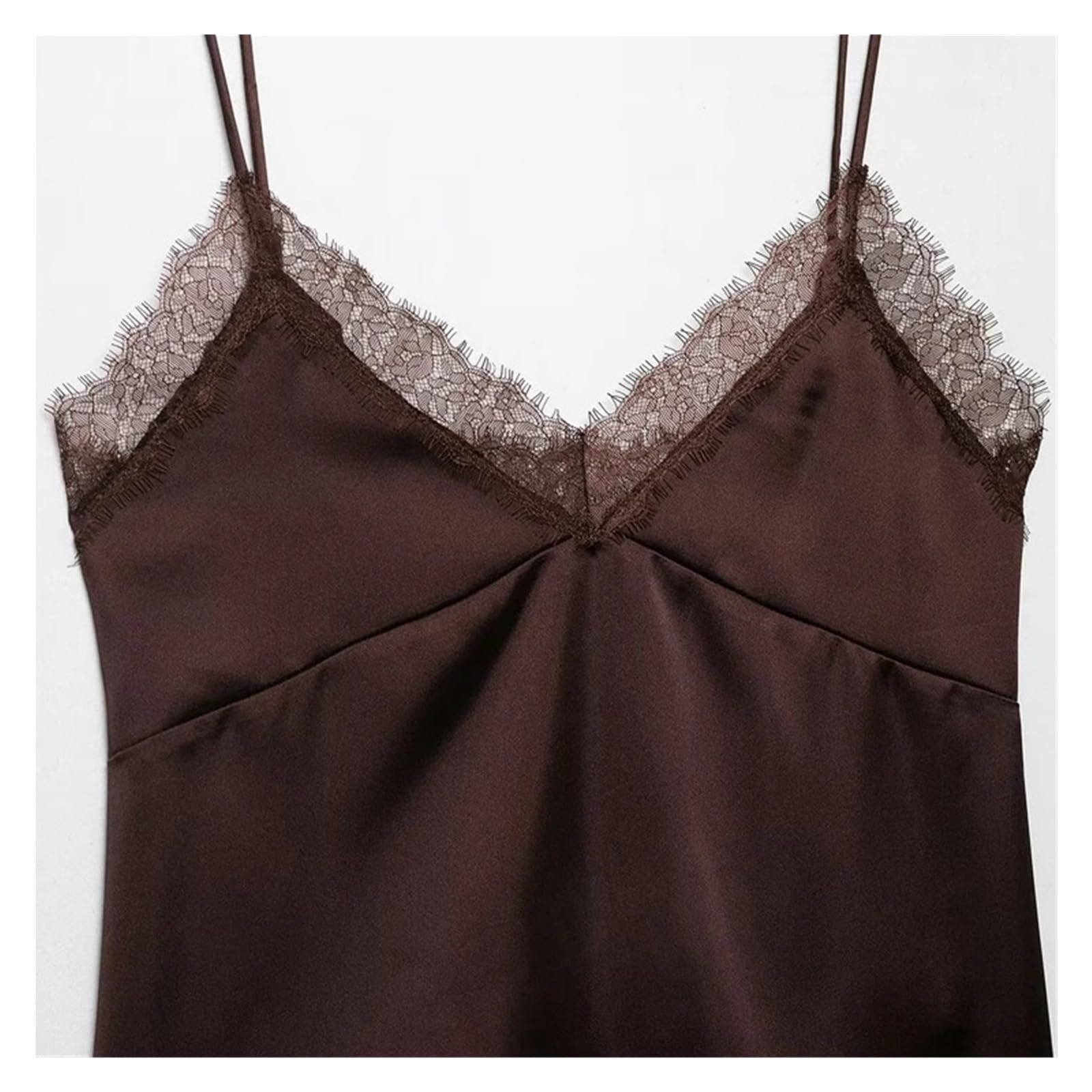 Top da Donna in Raso e Pizzo Top in Raso di Pizzo da Donna | Canotta con scollo a V, spalline sottili regolabili, top femminile