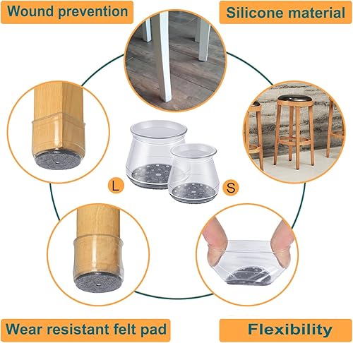 Miniatura 5 de 16 protectores de suelo para patas de silla, taburetes de bar, tapas protectoras de patas de mesa de comedor, protectores de patas de silla para
