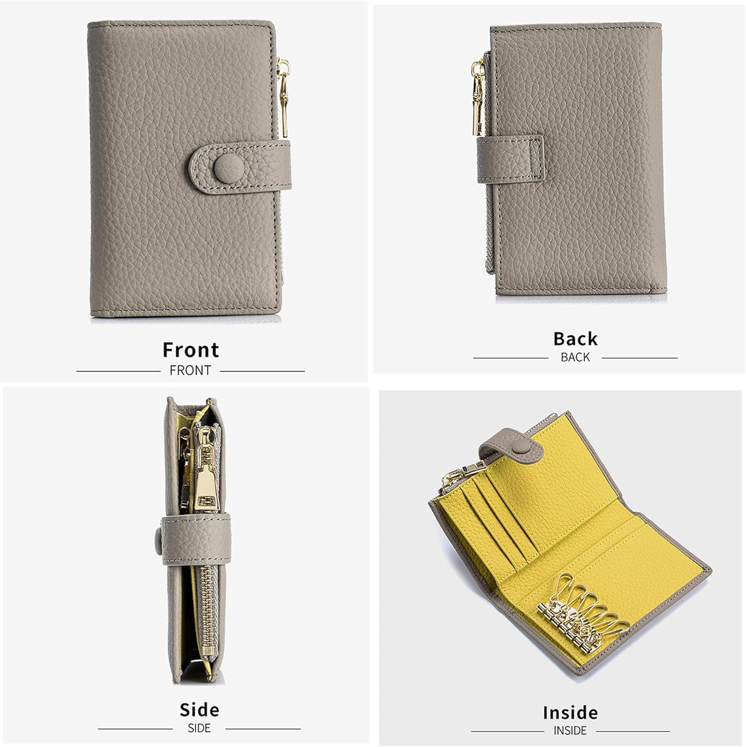 Fashion Small Coin Purse for Women - Credit Card Holde Change Purse with Zipper, Leather Travel Compact Keychain Walle for Cash Key (B) - Image 4