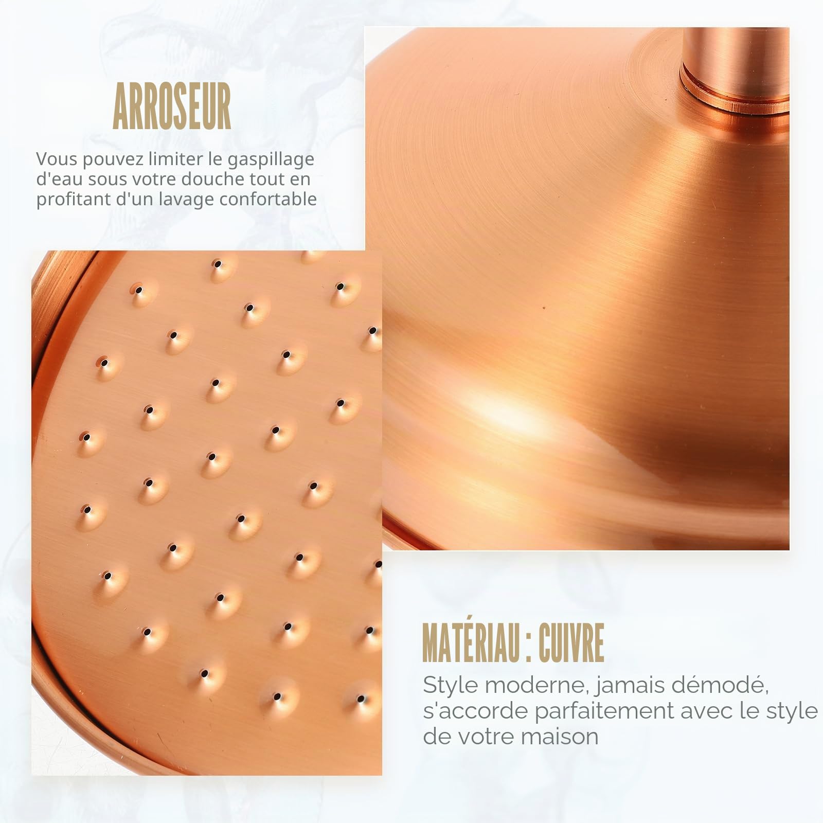 DOITOOL Pommeau De Douche En Cuivre Antique 20Cm Avec Buse De Douche Cuivre Vintage Pour Salle De Bain Arroseur De Remplacement Facile