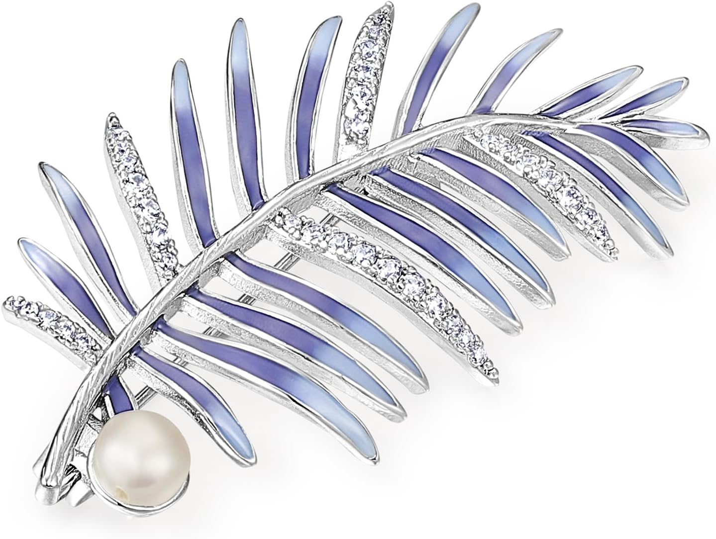 SHE'S FREE STYLE JUST FOR YOU Snail Brooches and pins for women, Sparkling Cubic Zirconia & Pearl Copper Pin, 2.36" Long Clasp Design Playful Jewelry Brooch - Image 4