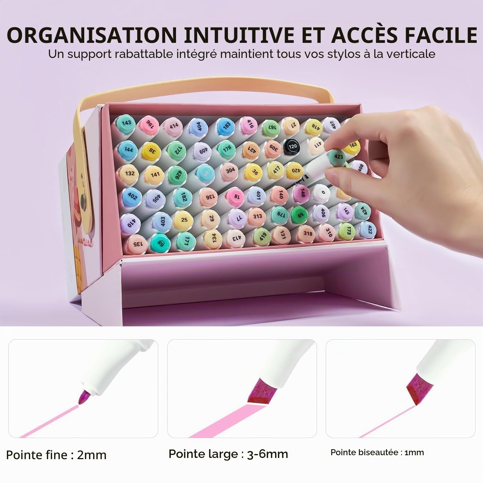 Arrtx ALP Lot de 66 marqueurs pastel à alcool à pointe fine et biseautée, adaptés pour la peinture, le coloriage, le dessin, les croquis, les illustrations, les marqueurs à base d'alcool, les stylos