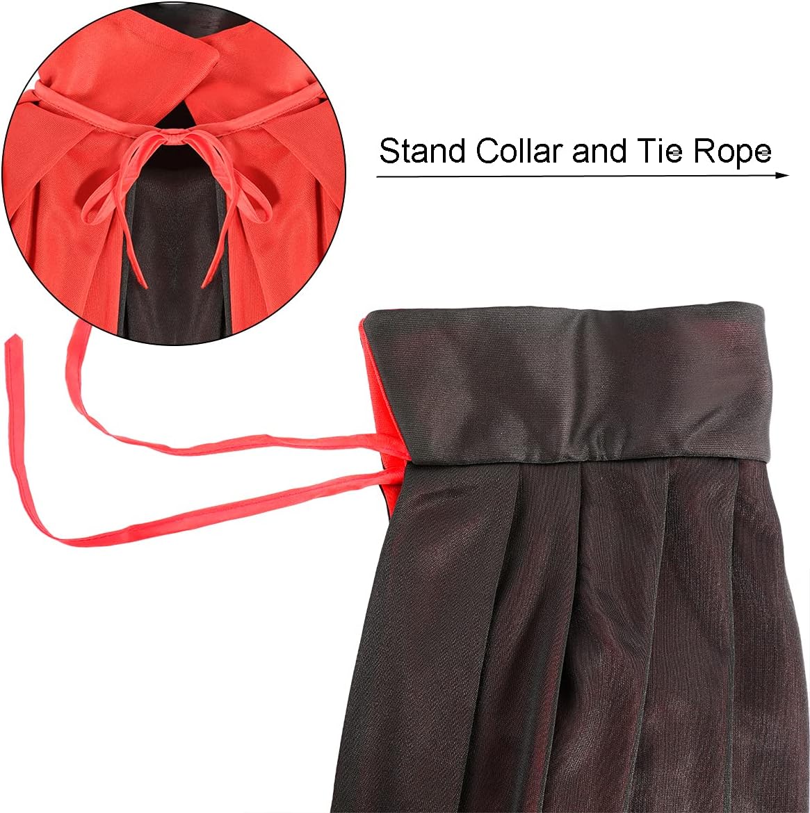 59 INCH Halloween Vampire Cloak, Reversible Halloween Cosplay Cape Adult Witch Cape Magician Costume for Men and Women Halloween Costume Party, Dracula Theme Party - Red + Black - Image 5