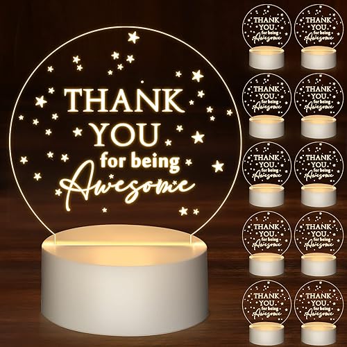 Sumind 10 piezas de regalos de agradecimiento a granel para empleados compañeros de trabajo, lámpara de luz nocturna LED de acrílico de Navidad,
