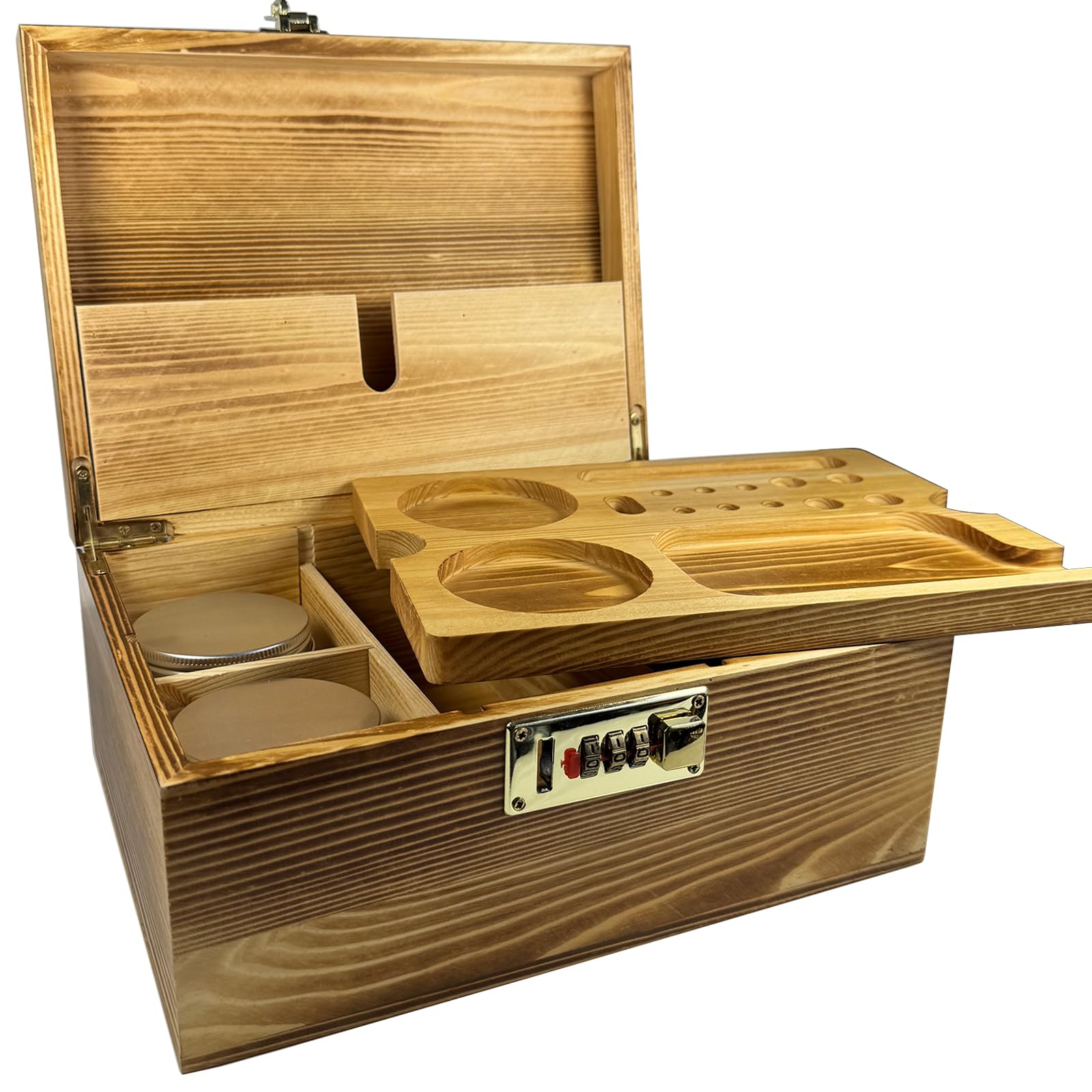 IFMOUKMI Large wooden Box with Combination Lock Decorative box for Home Storage Box (10