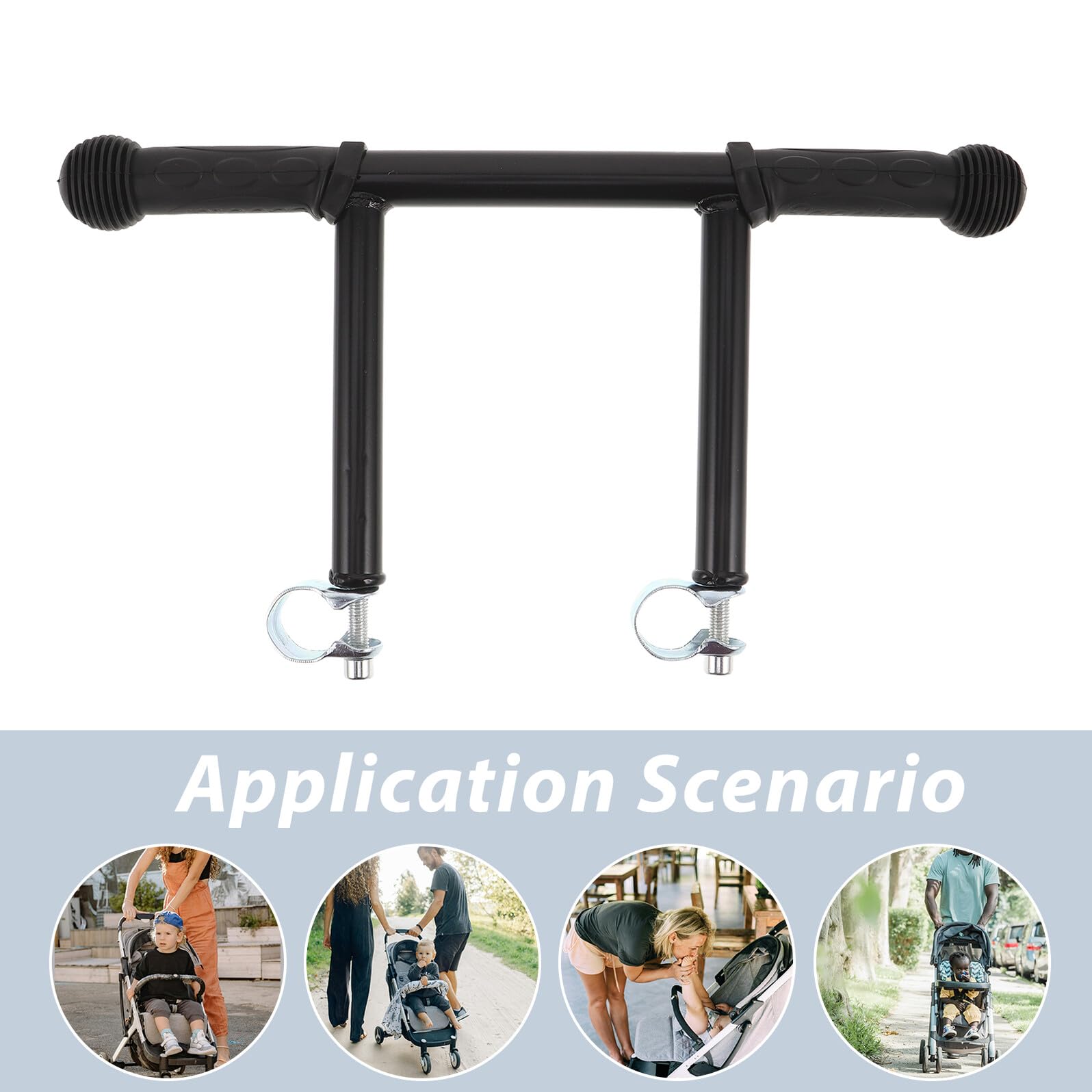 Rallonge de Guidon avec Clips de Tailles Variées en Plastique pour Poussette Compatible Acier Inoxydable pour Sorties en Famille et Voyages