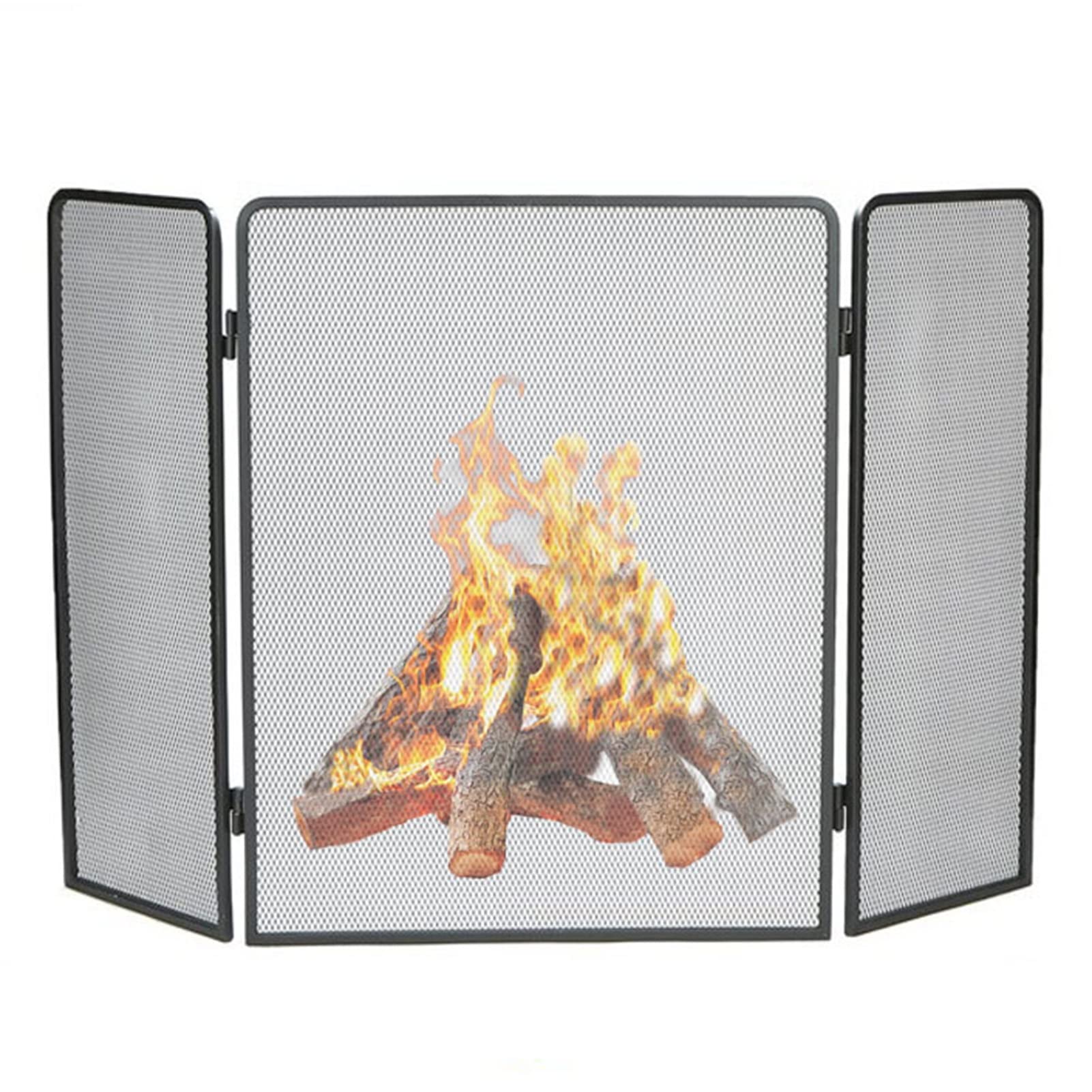 GTPBAO Salvachispas Chimenea Mamparas De Protección Sencillas para Chimeneas De Pórtico, 122×80cm, Malla De Hierro Forjado, Protección Antiescaldaduras para Chimenea