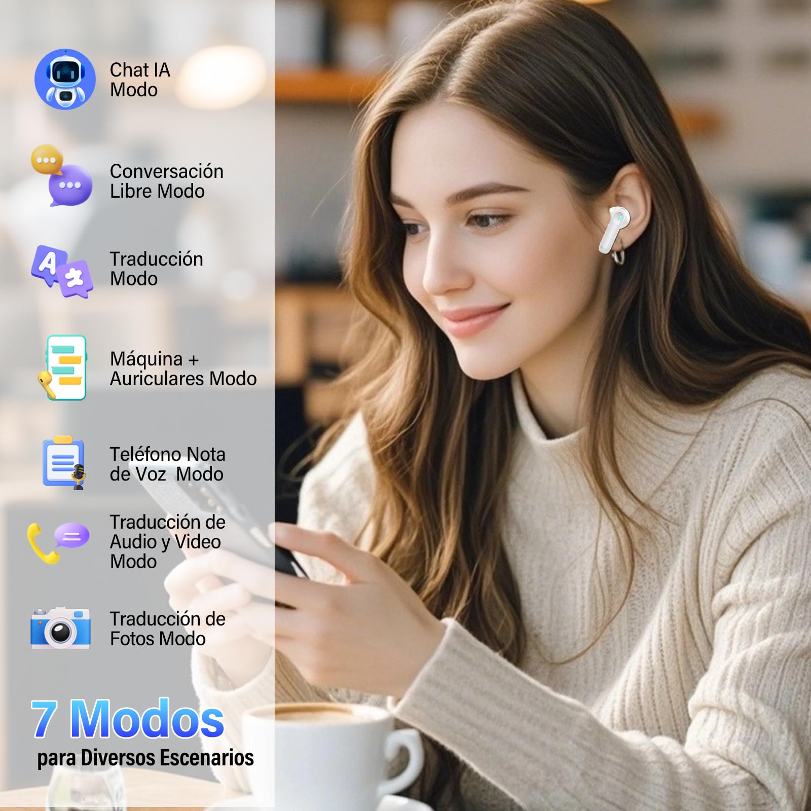 Auriculares Traductor en Tiempo Real 164 Idiomas Traductor Instantaneo Voz
