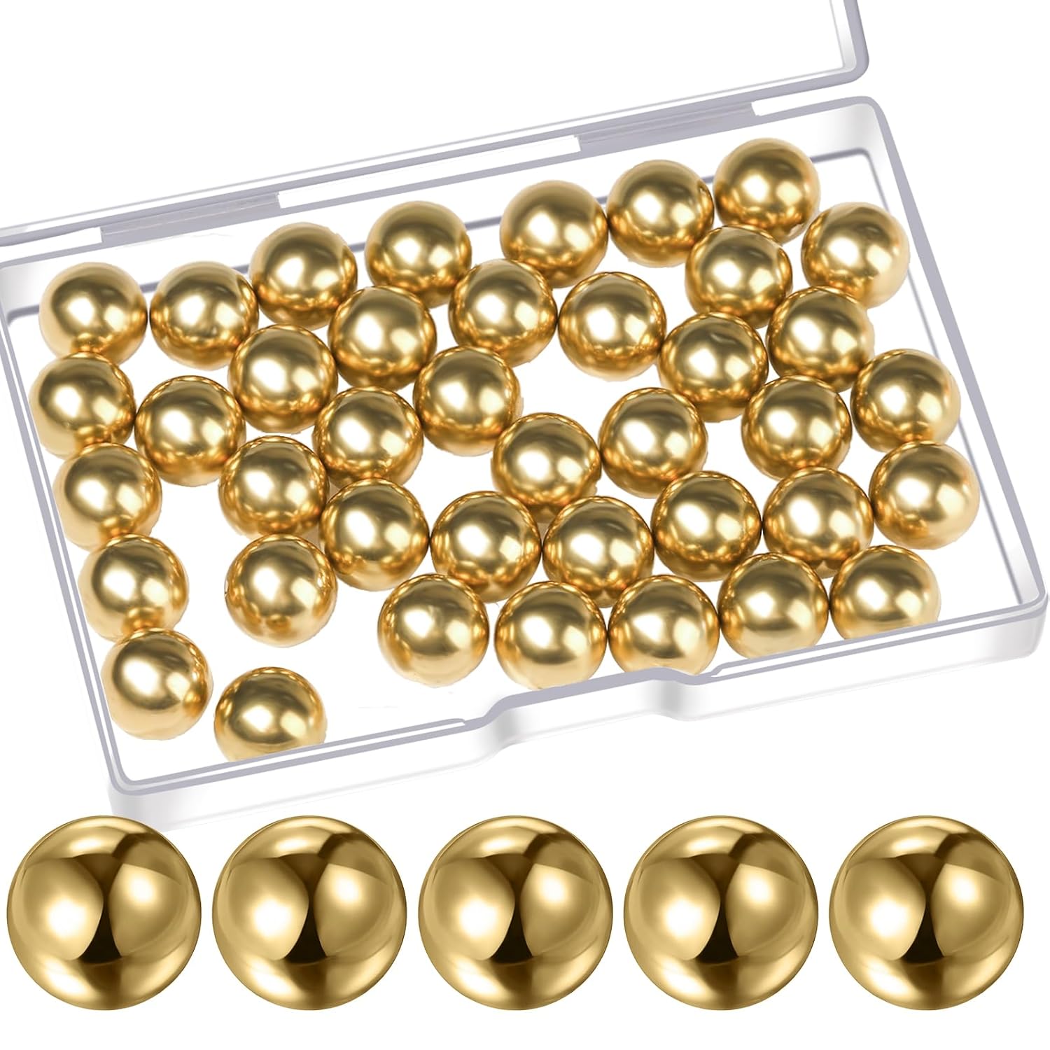 40 pcs 1/2” Precision Solid Brass Bearing Balls, Brass Balls for Ball Mill, Tumbler, Weights, Craft Decorations, Bearings, Valves, Machinery