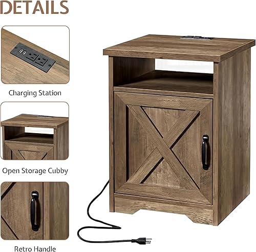 Miniatura 8 de Juego de mesa de sala de estar de 3 piezas, incluye 1 mesa auxiliar, 2 mesas auxiliares con estación de carga y puertos USB, juego de 3 mesas