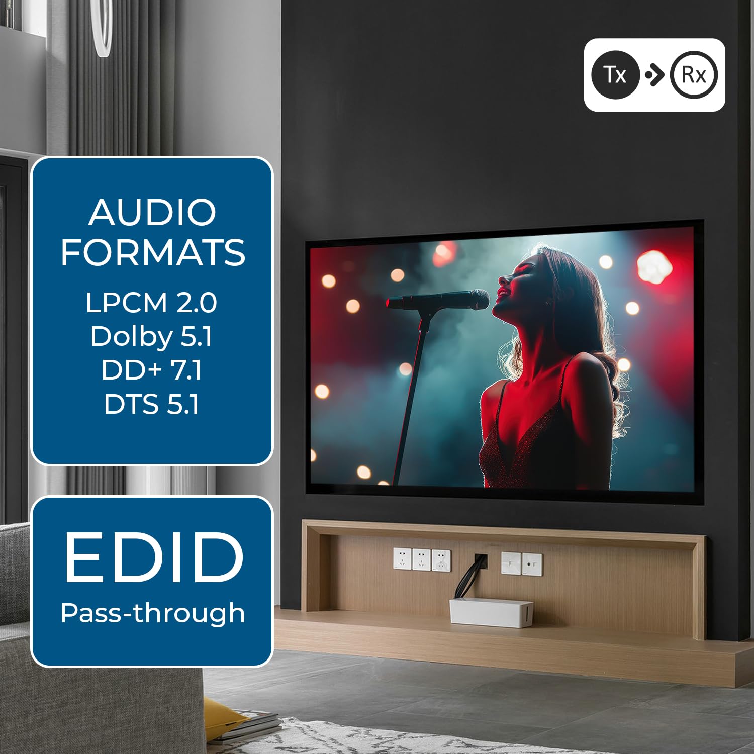 Orei Balun 4K HDMI Extender Balun UltraHD 4K @ 60Hz 4:4:4 su singolo cavo CAT6/7 con HDR & IR Control-cavo Ethernet fino a 50 m - Loop Out (UHD-IPC165-K)