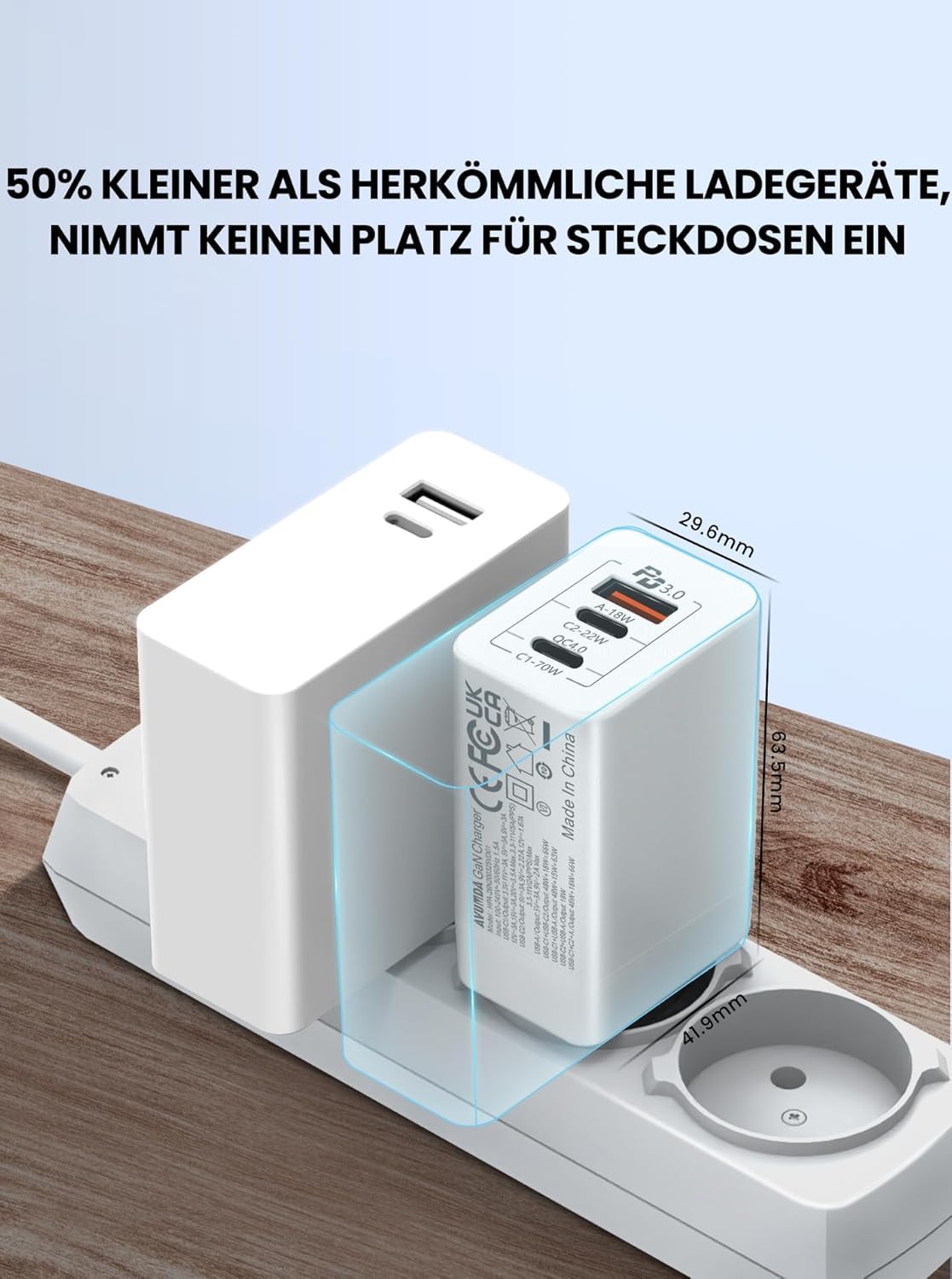 Caricatore USB C PD3.0 GaN Rapido Alimentatore 3 Porte per MacBook Pro Air M1 M2 Dell XPS iPhone iPad Pro Air Google Pixel Samsung Galaxy S23 Ultra Plus S22 Steam Deck