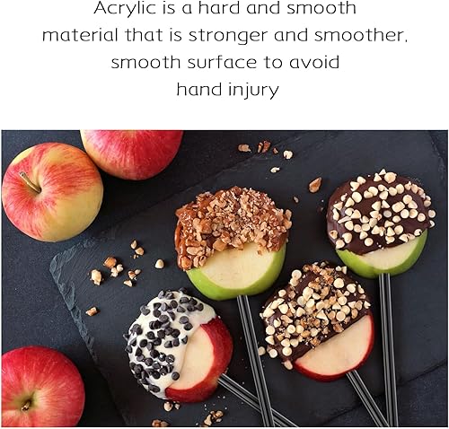 Miniatura 3 de 30 palitos acrílicos de manzana de caramelo, varillas acrílicas puntiagudas negras de 6 pulgadas para Halloween, palitos de manzana de caramelo,