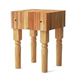 AB Series Square Wooden Maple Cutting Board 18”x18”x34” – 10” Thick&comma; 135-lb Non-Reversible Butcher Block with Legs & End-Grain