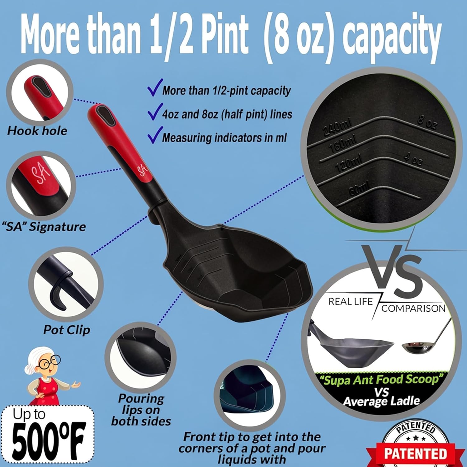Supa Ant Complete Canning Supplies Starter Kit – 10pc Food-Grade Steel Set with XL Ladle, 6 Measuring Cups, Jar Lifter, Funnel, Canning Rack (7-Jar Capacity) & 90 Labels – Beginner-Friendly, Red