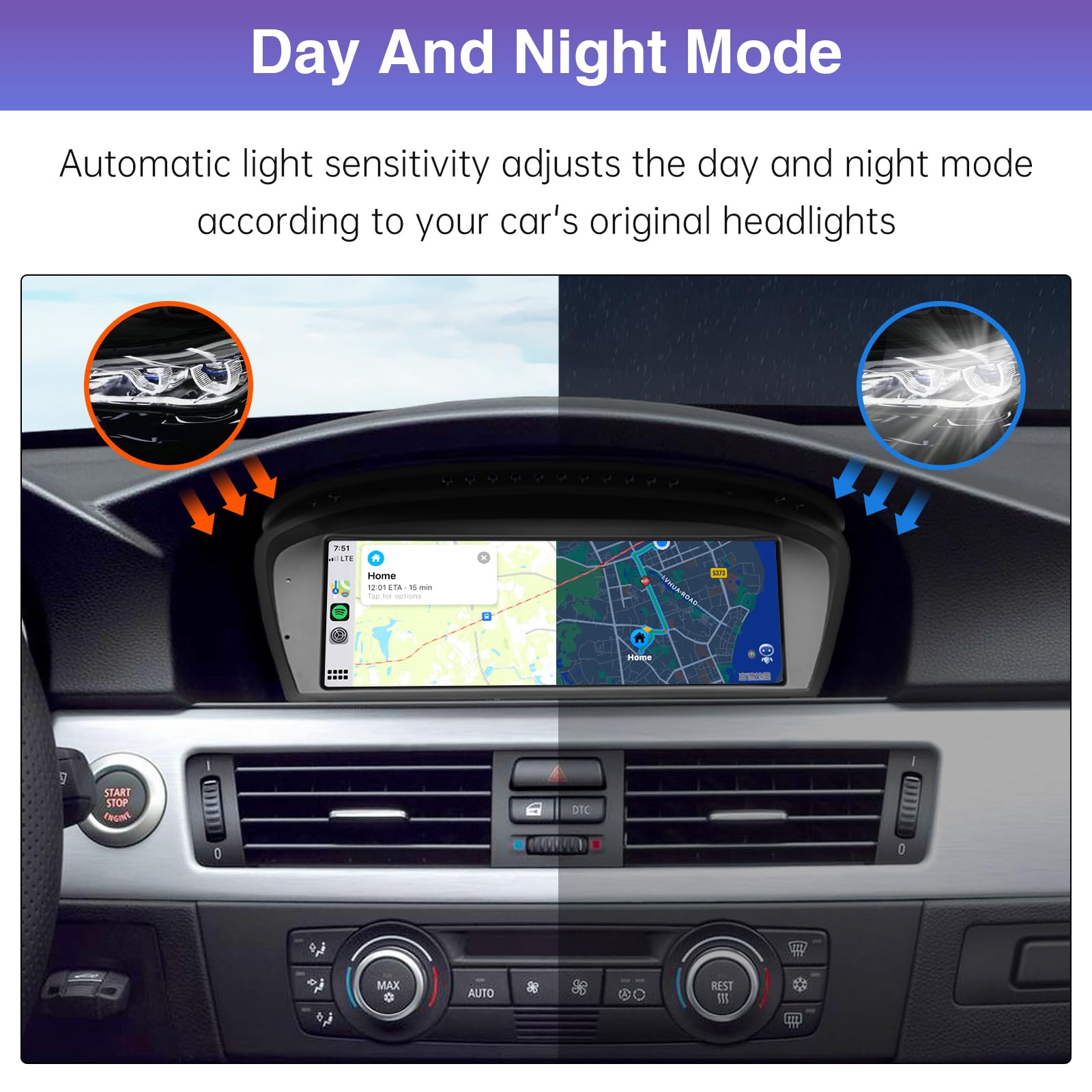 Road Top 8,8 Pulgadas Inalámbrico Carplay Car Radio Coche para BMW 3 5 Serie E90/E91/E92/E93/E60/E61 Año 2003-2008 con Sistema CCC, Pantalla táctil de para Carplay/Android Auto/Mirrorlink