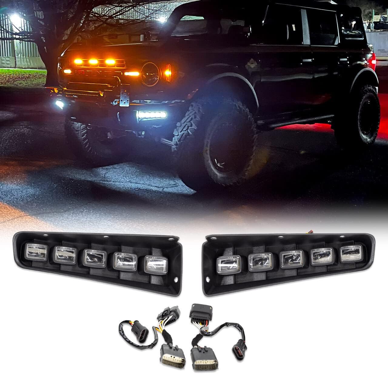 IAG I-Line LED 5 Lamp Bumper Indicator Light Kit fits Modular Bumper for Ford Bronco 2021+ 2/4 Door (Not Sport)