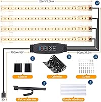 Vista 6 de Tiras de luz LED para cultivo de plantas de 8.6 pulgadas, luz de crecimiento de espectro completo de 3000K para plantas de interior con temporizador