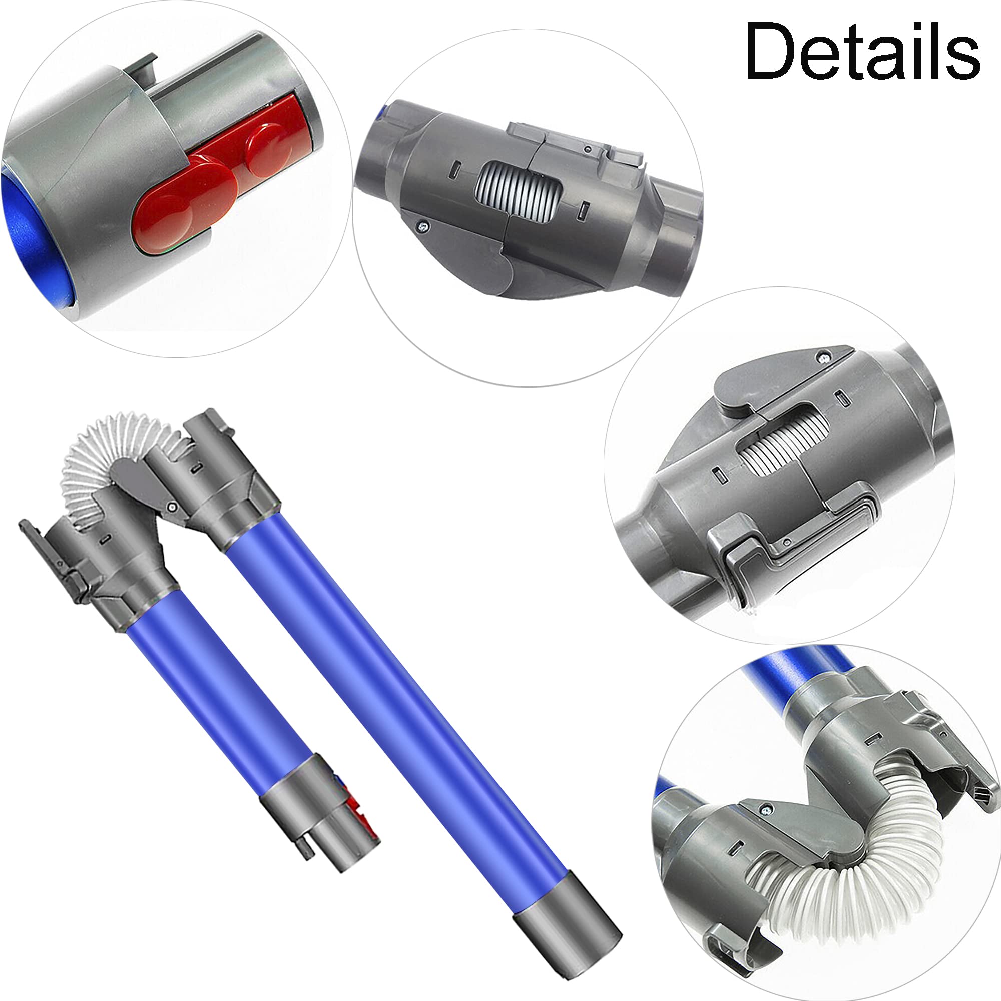 Dyson V8-V15 Teleskopowa rura teleskopowa Italdos ze składanym drążkiem, szybka rura aluminiowa do mebli, stołów, łóżka, sofy - niebieska