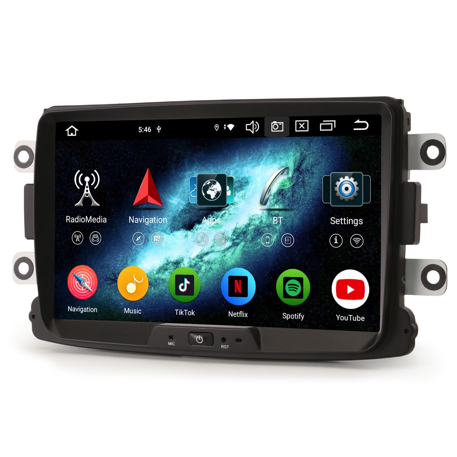 Erisin 8 pollici 8-Core 4GB+64GB Autoradio 2 Din Android 14 GPS Navigatore per Renault Dacia Sandero Duster Logan Dokker Lodgy Supporto CarPlay Android Auto Bluetooth WiFi DSP DAB+ USB FM RDS OBD2