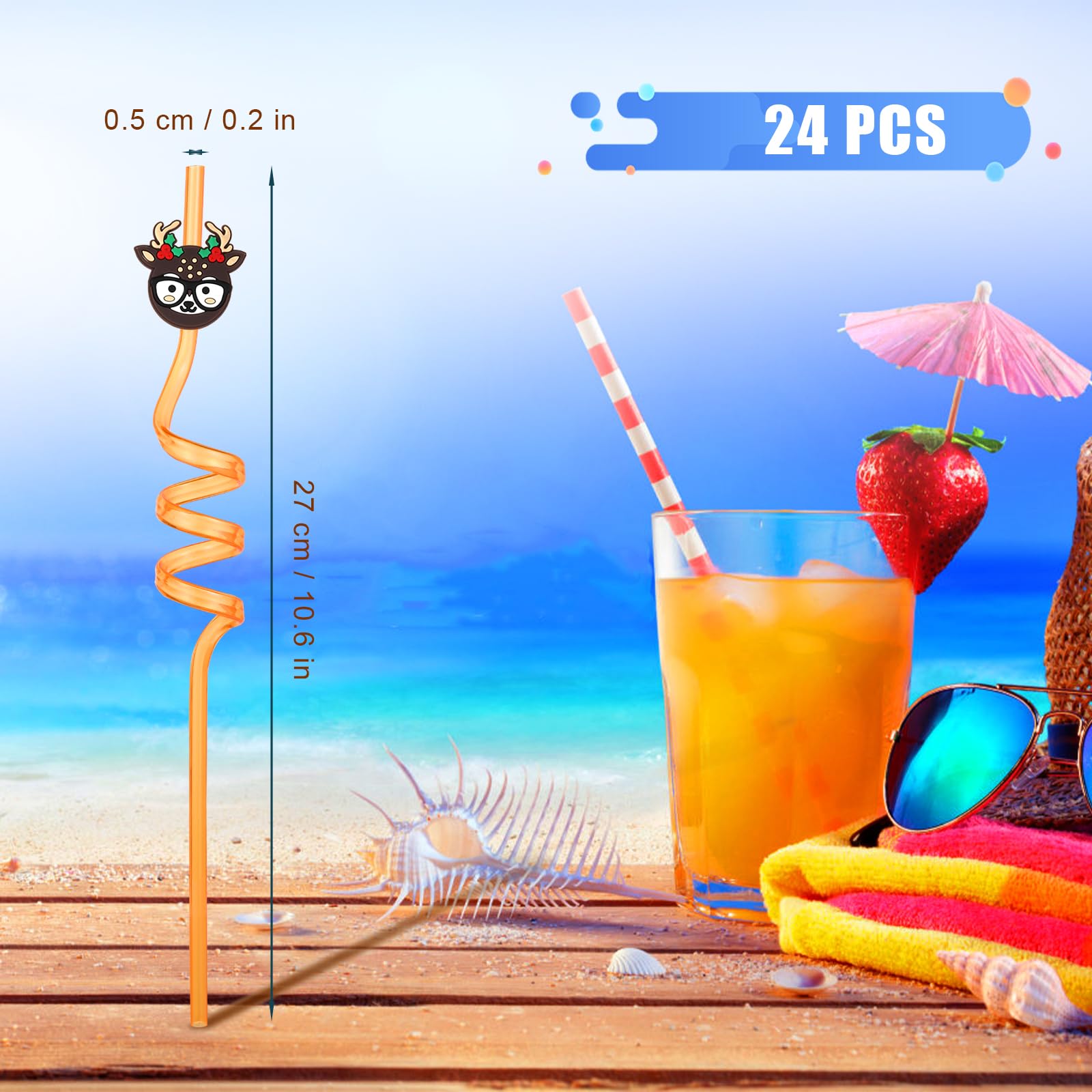 24 Pailles De Noël Réutilisables. Recevez Des Cadeaux Et Des