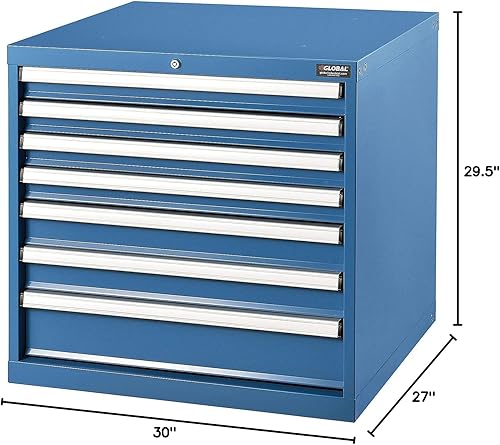 Miniatura 2 de Global Industrial 7 Drawers Modular Drawer Cabinet w/Lock, 30x27x29-1/2 H, Blue