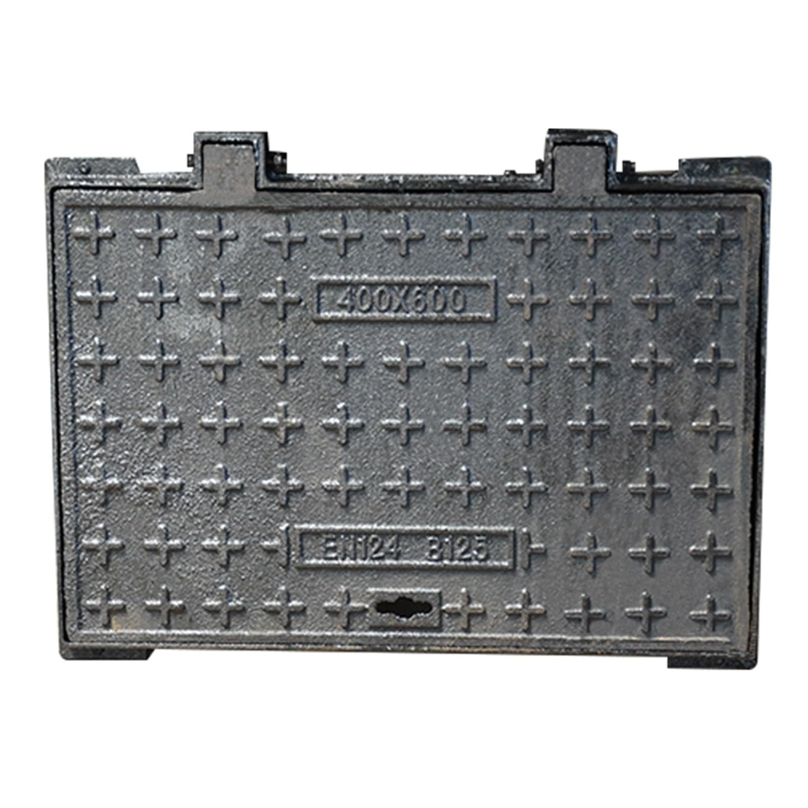 Tapa de Registro Rectangular Integrada con Base, Tapa de Registro de Hierro Fundido de 16×24 Pulgadas, Antideslizante, Soporta 10 Toneladas, Personalizable