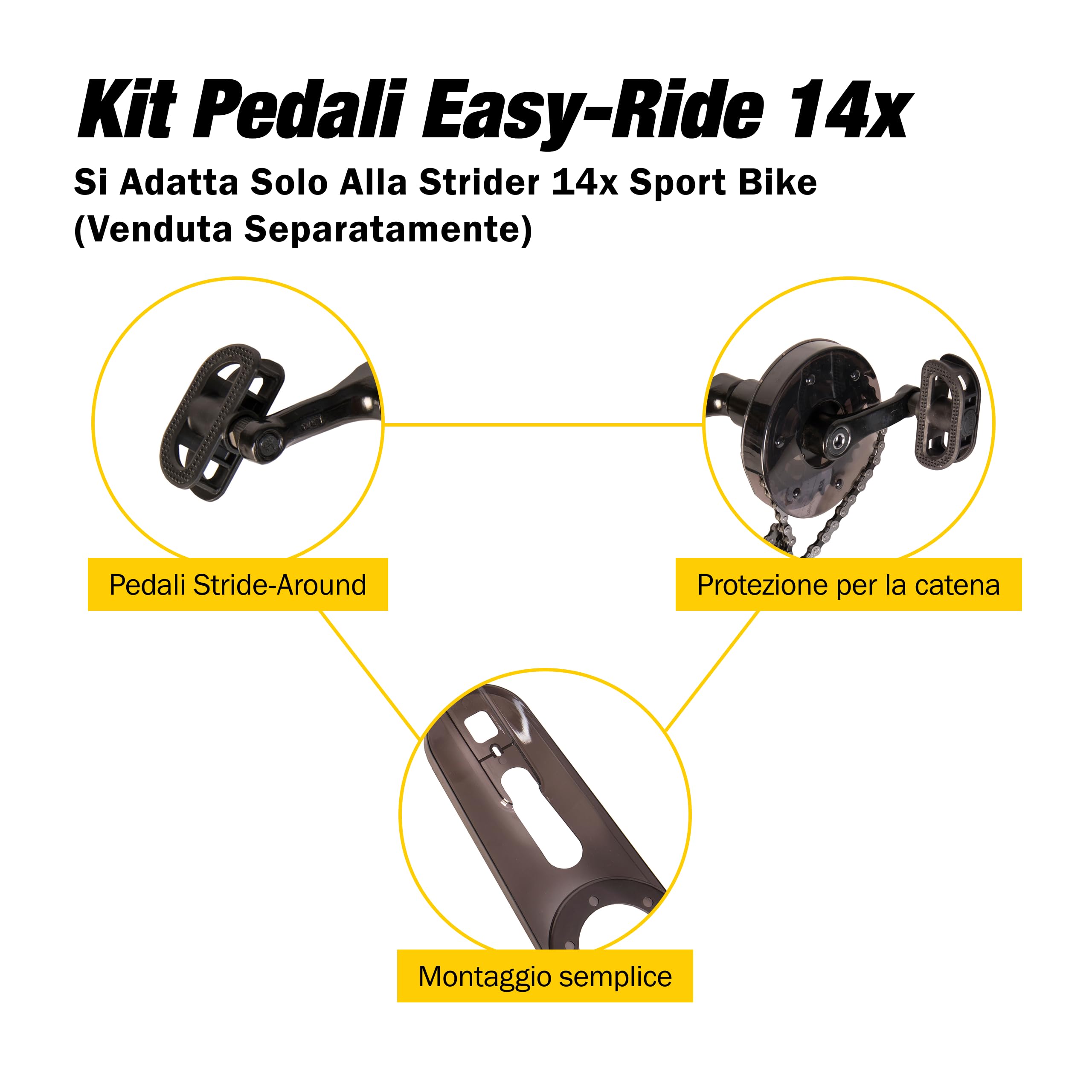 Strider 14x Easy-Ride Kit di conversione pedali - Trasforma bicicletta di equilibrio in bicicletta a pedali