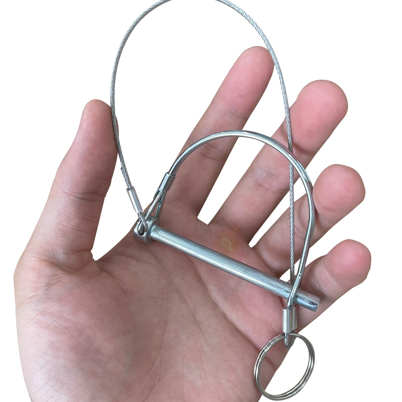 Paquete de 10 pasadores de acoplador de remolque de 1/4 pulgadas de diámetro x 2-3/4 pulgadas con cable extendido y anillo de liberación rápida, pasador de bloqueo de eje de alambre para remolques de