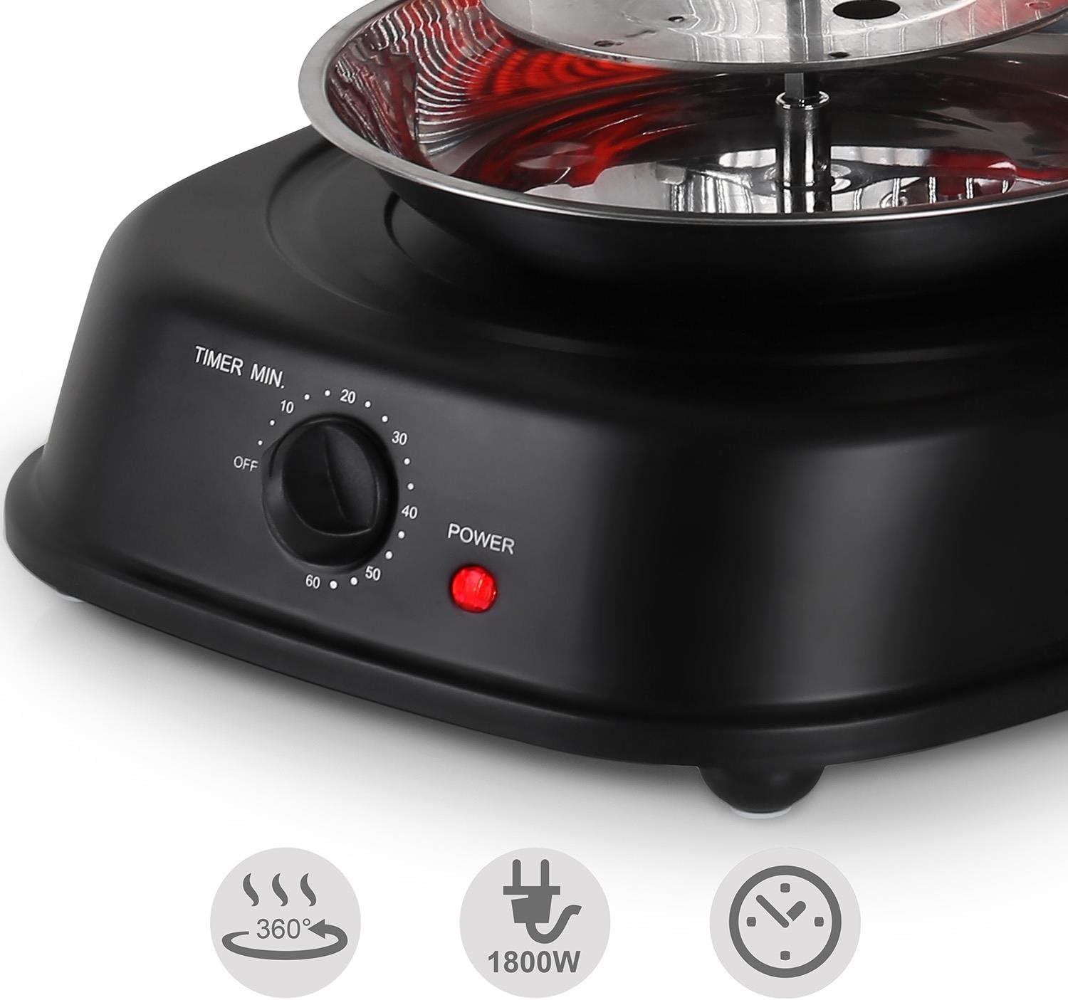 Oneconcept Kebab Master Pro - Spiedo Elettrico, Griglia Elettrica Verticale, Macchina Kebab, Griglia Girevole con Girarrosto, Pollo, Kebab e Gyros, 1800W, Nero Oneconcept Kebab Master Pro - Spiedo Elettrico, Griglia Elettrica Verticale, Macchina Kebab, Griglia Girevole con Girarrosto, Pollo, Kebab e Gyros, 1800W, Nero