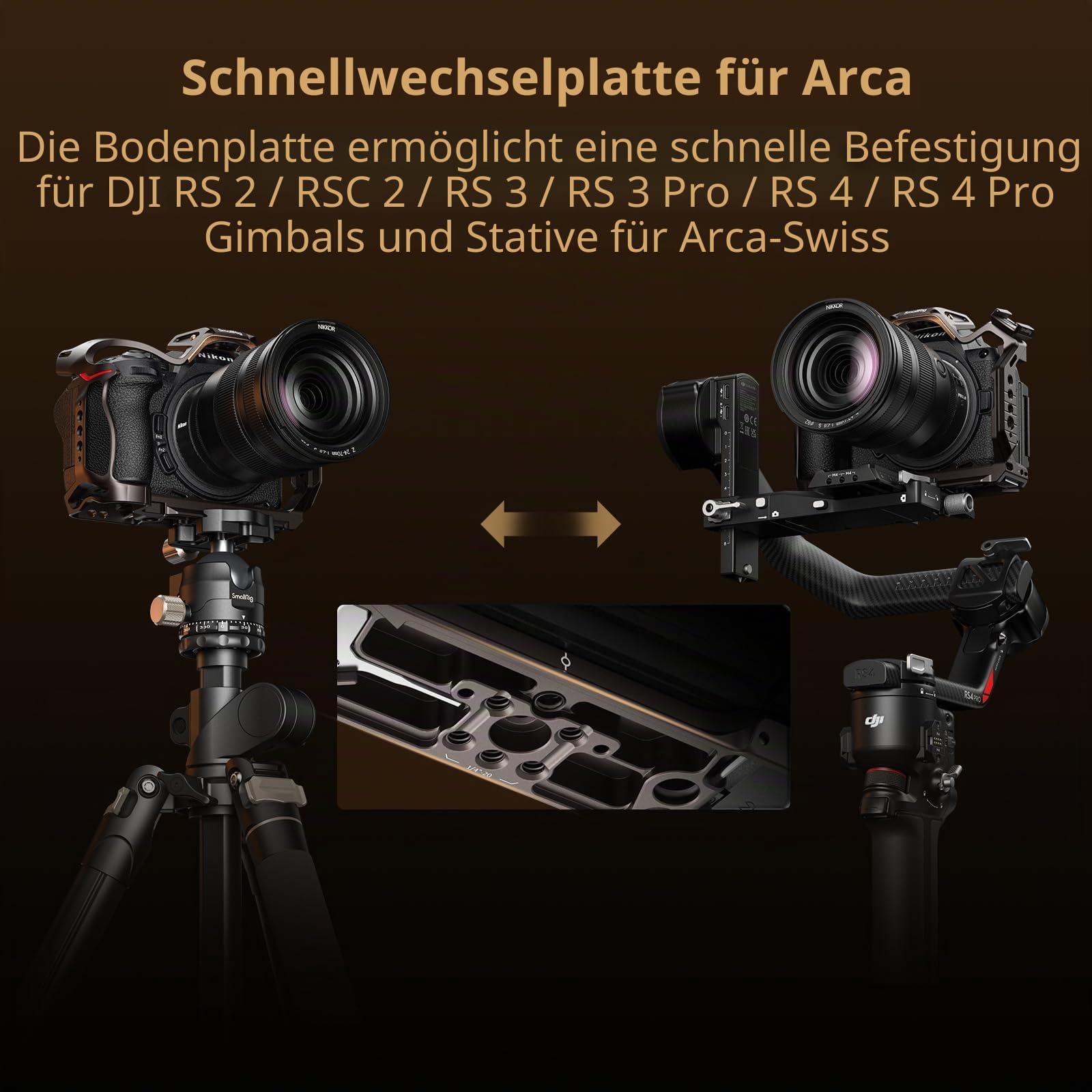 SMALLRIG Night Eagle Z5II Cage für Nikon Z5 / Z6 / Z6II / Z7 / Z7II, Kamera-Komplettkäfig aus Aluminiumlegierung mit Blitzschuh und NATO-Schiene, Schnellwechselplatte für arca – 5258