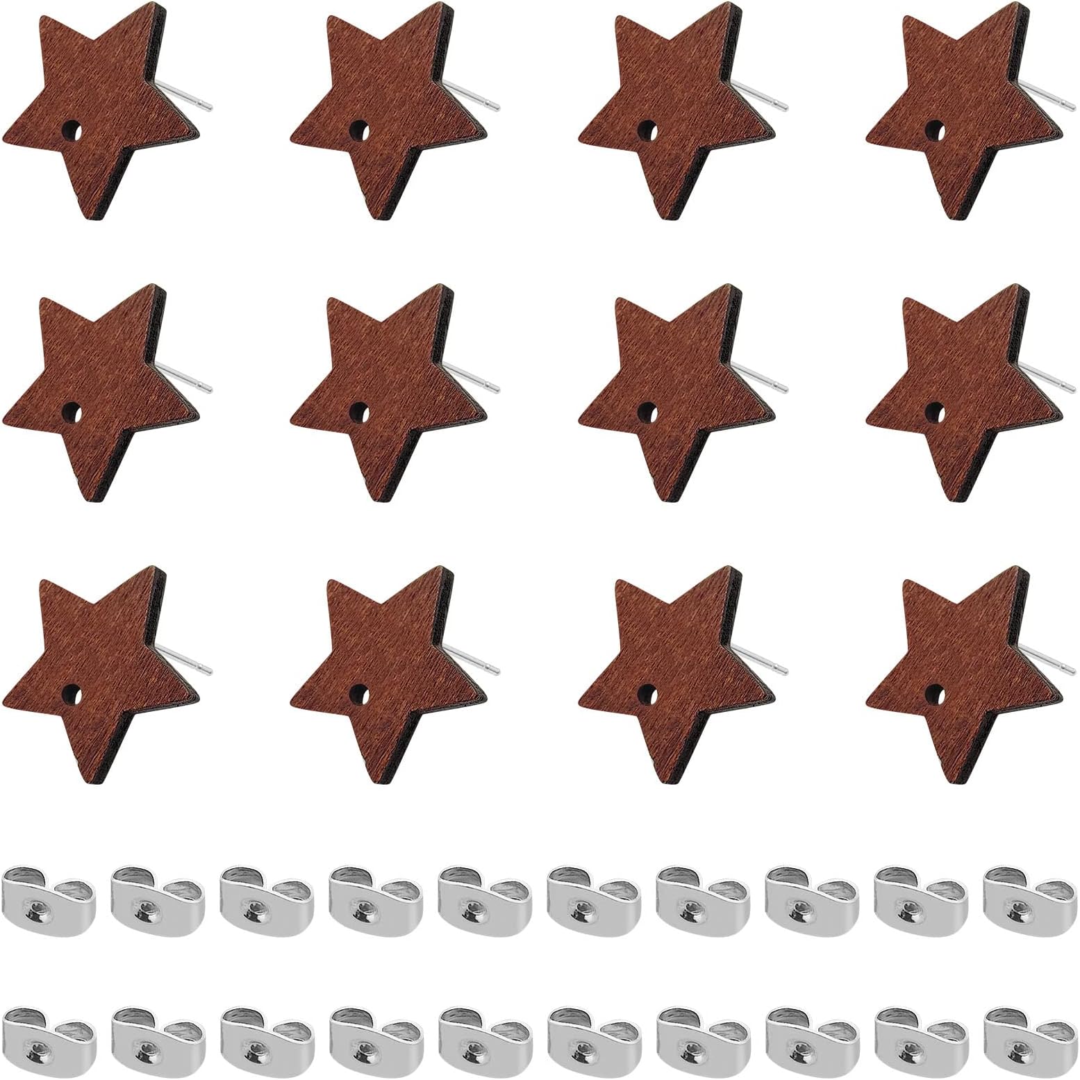 100Pcs Wooden Earrings Posts for Jewelry Making Wood Earring Findings Earring Studs with Earring Backs Making Supplier Earring Pin Studs for DIY Earrings Making Personalized Jewelry Findings