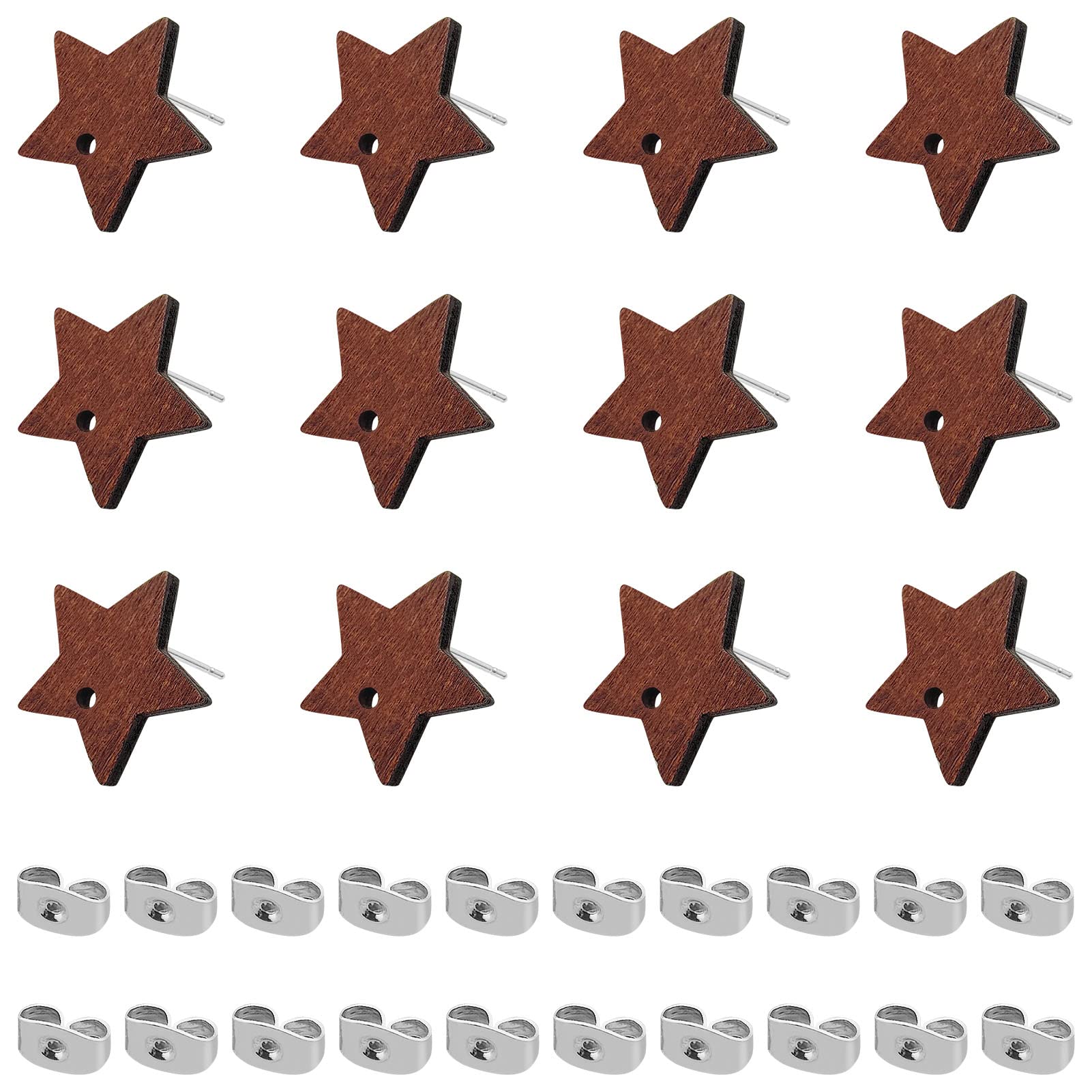 100Pcs Wooden Earrings Posts for Jewelry Making Wood Earring Findings Earring Studs with Earring Backs Making Supplier Earring Pin Studs for DIY Earrings Making Personalized Jewelry Findings