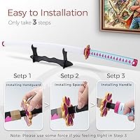 Vista 5 de Cold Blade Demon Katana - Réplica de anime de 41 pulgadas con cinturón y soporte, espada duradera perfecta para cosplay, espada Nichirin con diseño